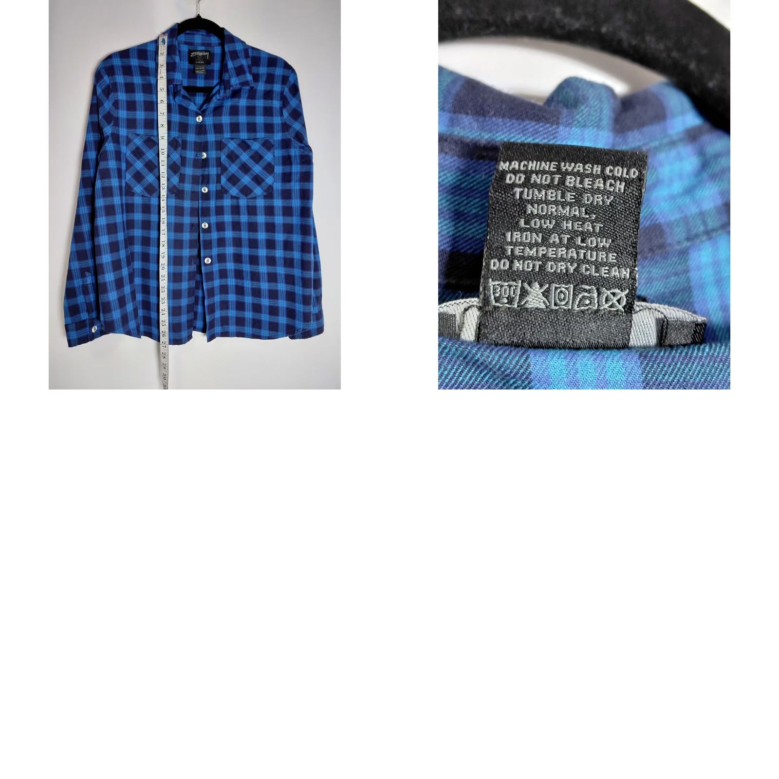 Vintage STUSSY Blue Plaid Button-Up Shirt Men Long Sleeve LARGE Size US L / EU 52-54 / 3 - 8 Thumbnail