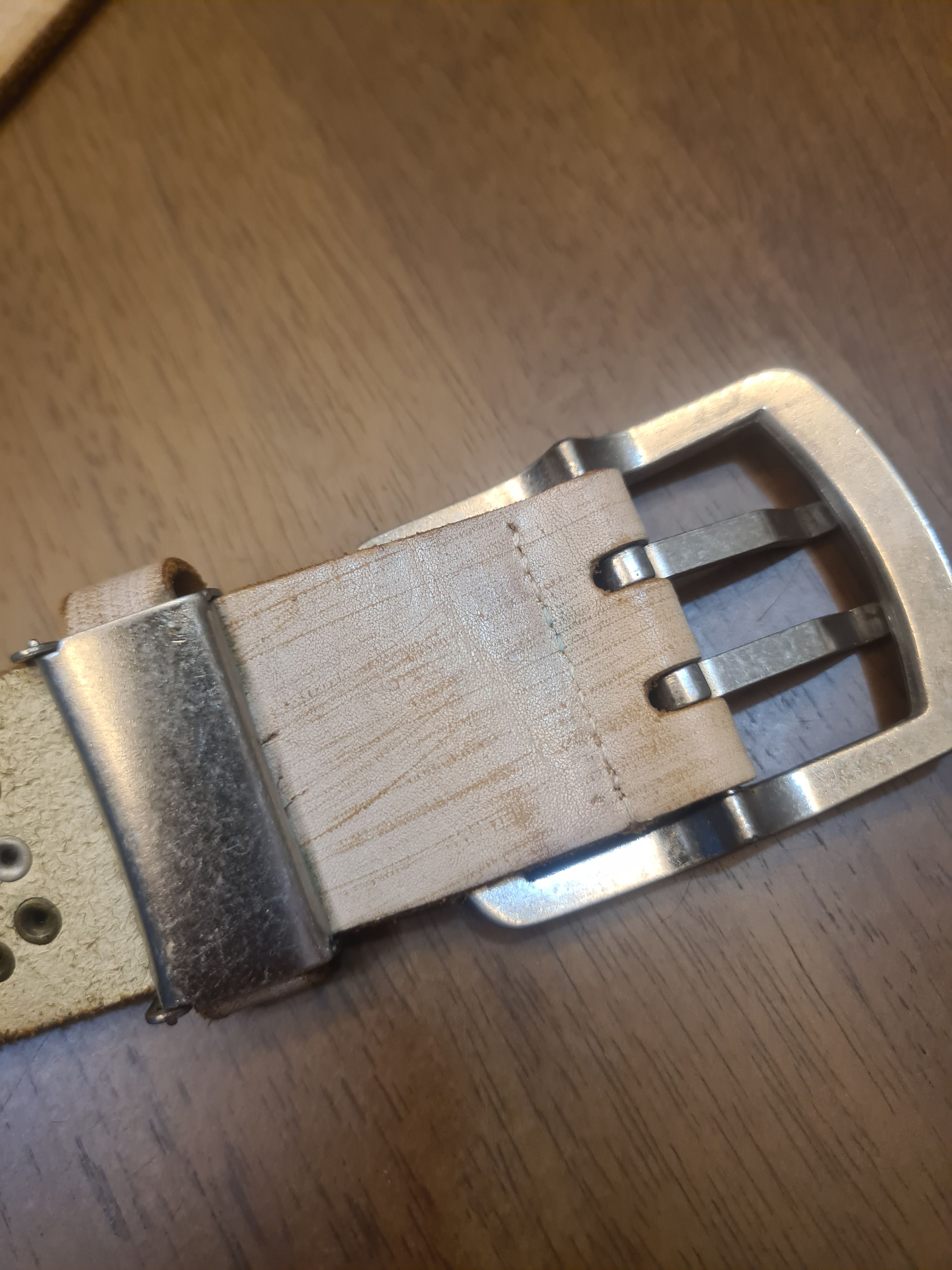 Hollywood Trading Company Custommade white studded leather belt Size 34 - 2 Thumbnail
