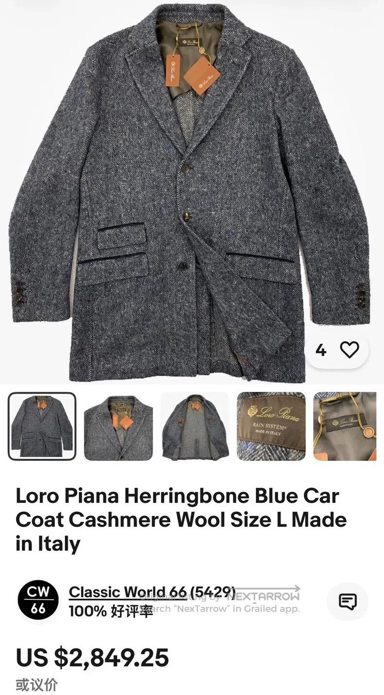 Loro Piana Loro Piana Herringbone cashmere and wool blended heather g Size US L / EU 52-54 / 3 - 8 Thumbnail