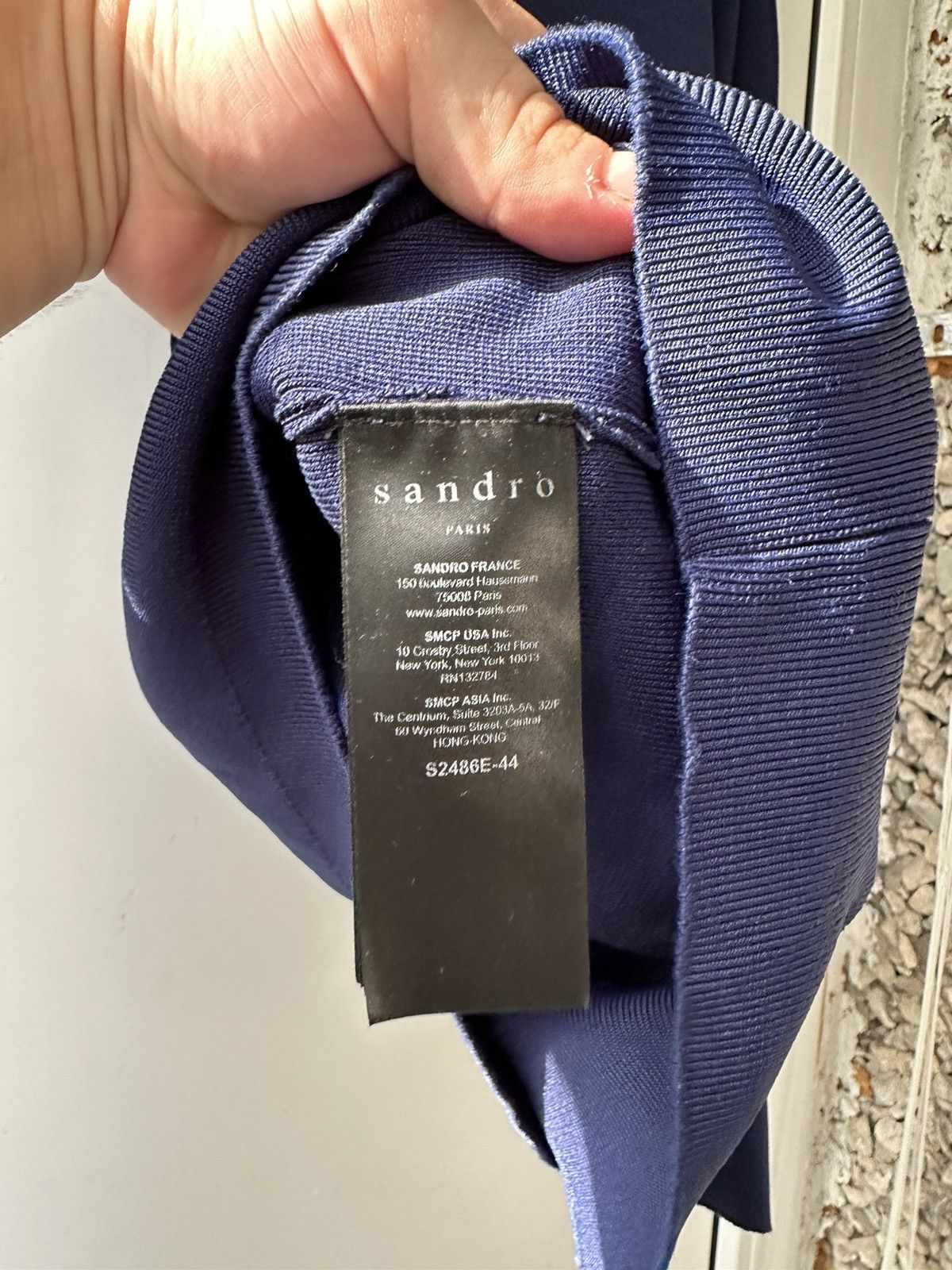 Sandro Sandro Paris Navy Viscose And Mesh Long Sleeve Jumper Size L / US 10 / IT 46 - 7 Thumbnail