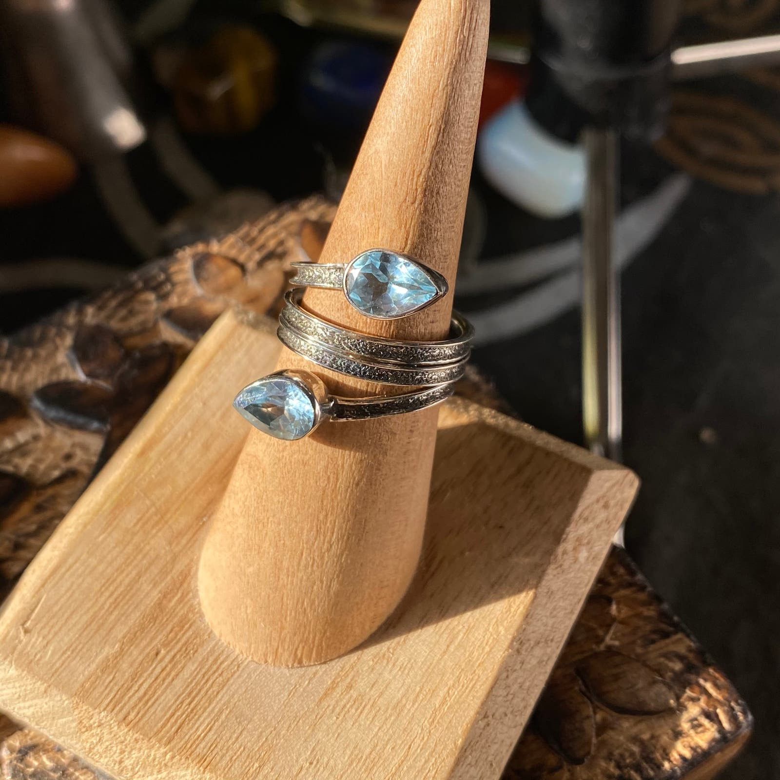 The Unbranded Brand Blue Topaz Sterling Silver Ring Size ONE SIZE - 10 Thumbnail