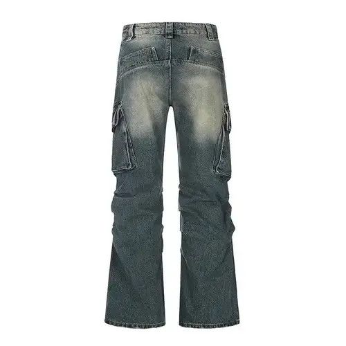 Japanese Brand Streetwear Side Pockets Washed Baggy Blue Jean Unisex Size US 28 / EU 44 - 2 Thumbnail