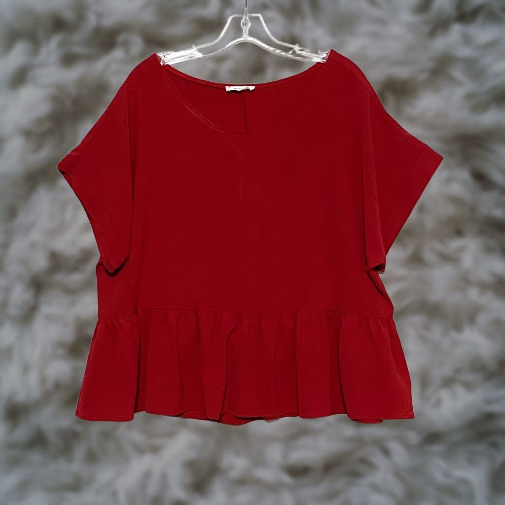 Vintage ee:some Red Blouse Top Dolman Sleeve Ruffle Hem Womens Medium Polyester Shirt Womens Medium Blouse Red Dolman Sleeve Ruffle Hem Tee? Size M / US 6-8 / IT 42-44 - 1 Thumbnail