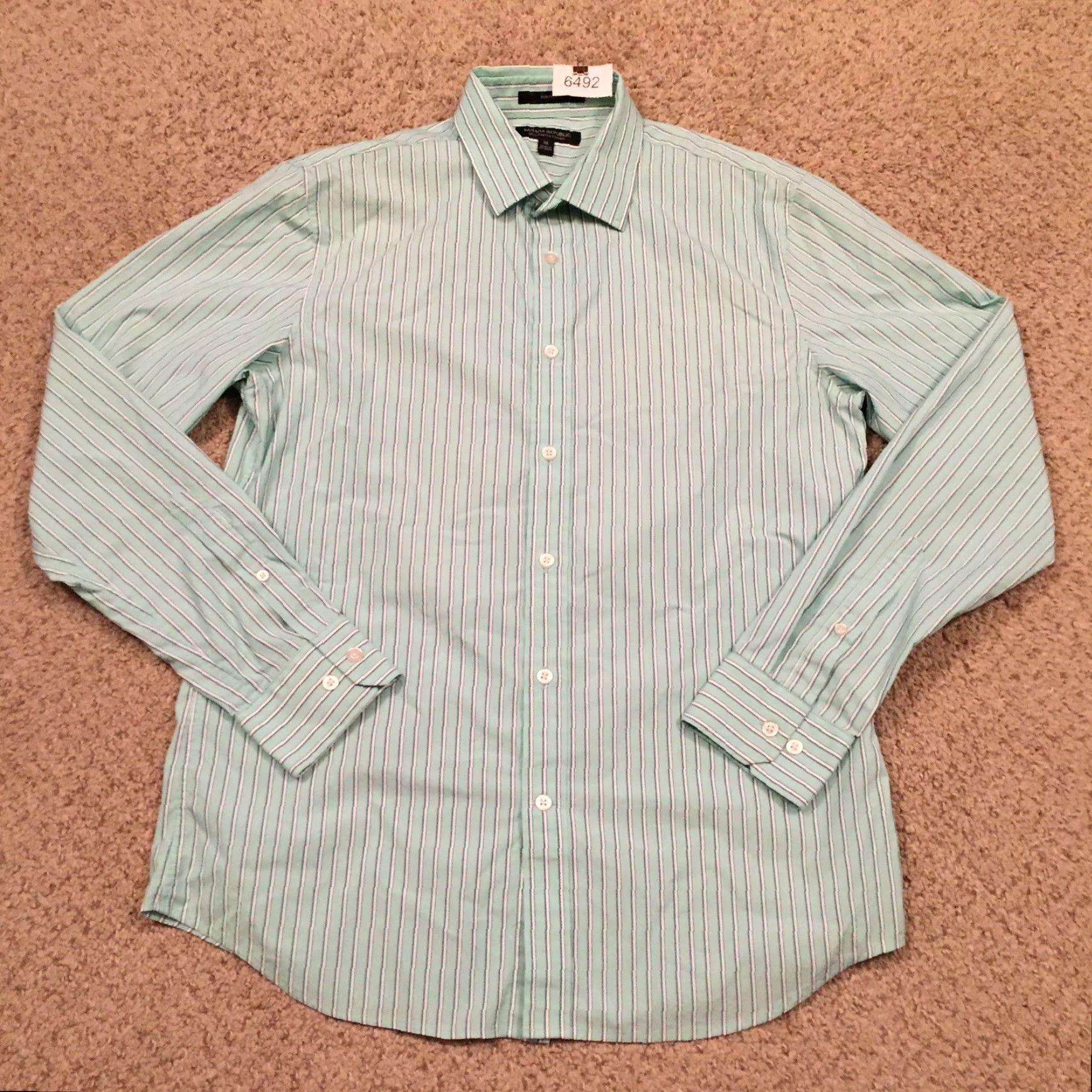 Banana Republic Banana Republic Shirt Mens Medium Blue Striped Long Sleeve Button-Up Slim Flex Size US M / EU 48-50 / 2 - 2 Thumbnail