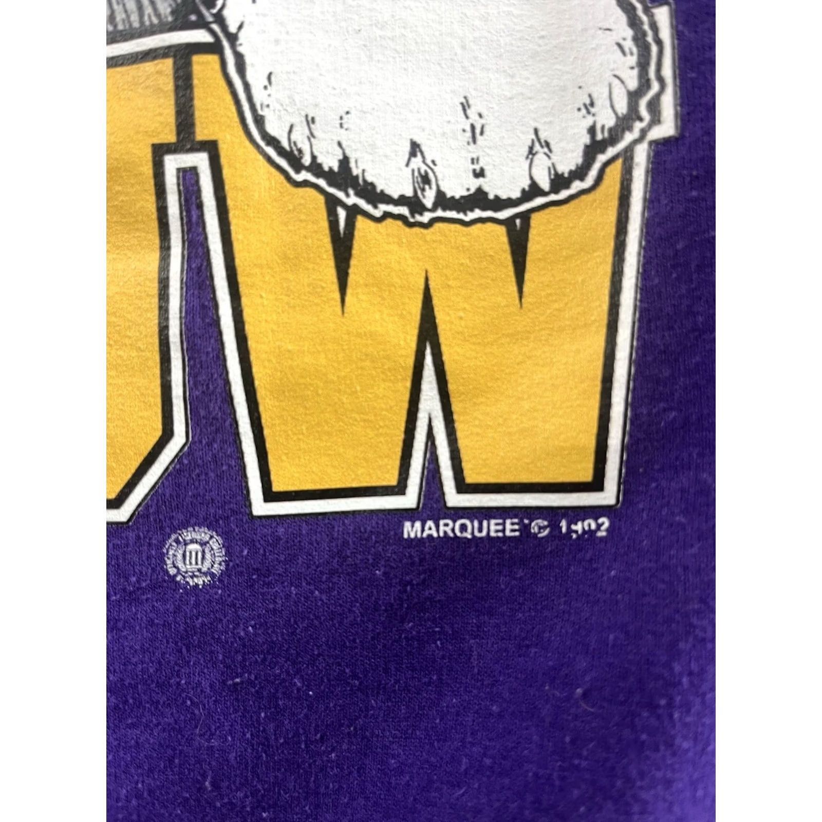 Gildan VTG 1992 UW Washington Huskies Football Gildan Pullover Sweatshirt Men L Purple Cotton Hooded Graphic Print 80s Decade Mens Size US L / EU 52-54 / 3 - 4 Thumbnail