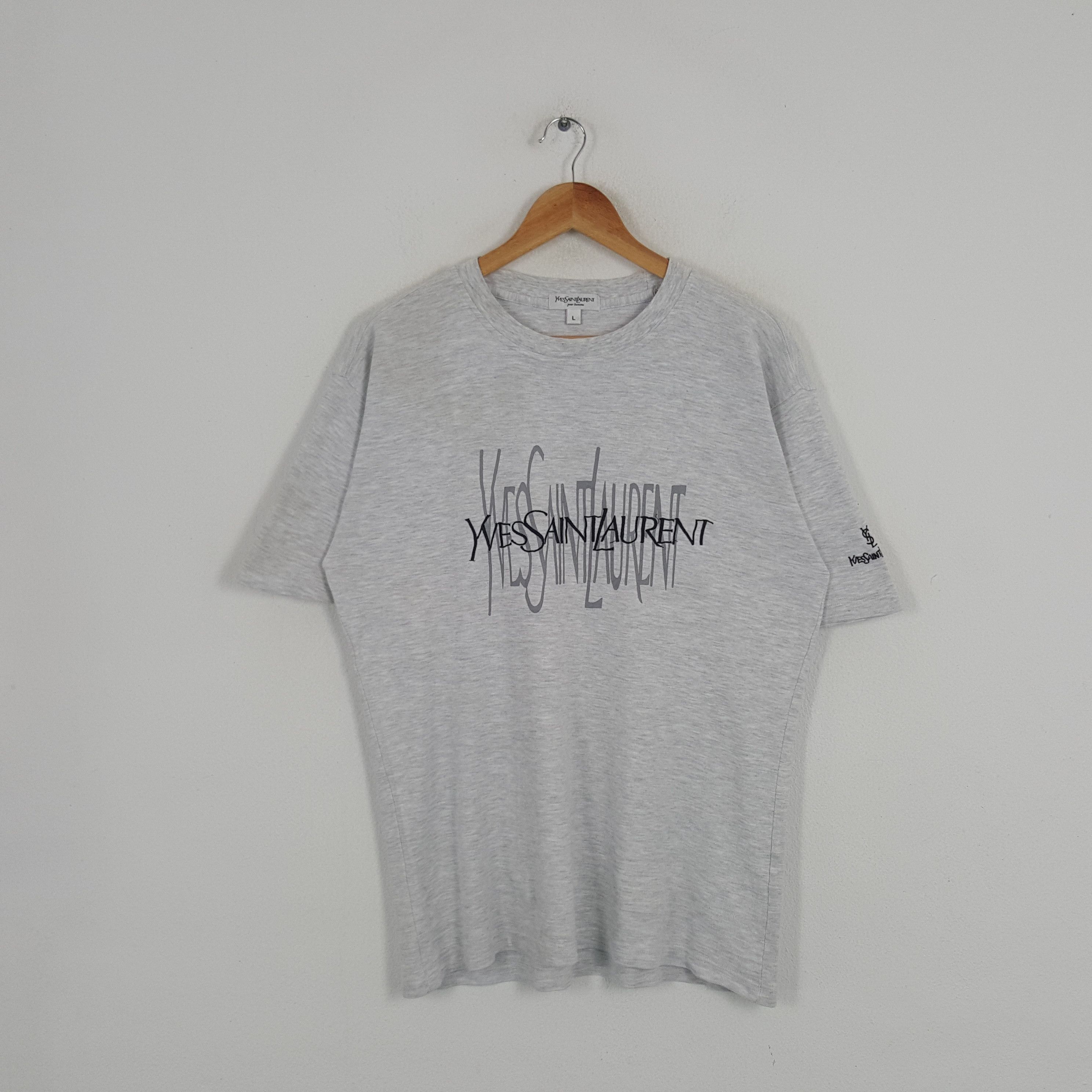 Vintage × Yves Saint Laurent Vintage Yves Saint Laurent Embroidery Spellout Tshirt Size US L / EU 52-54 / 3 - 1 Thumbnail