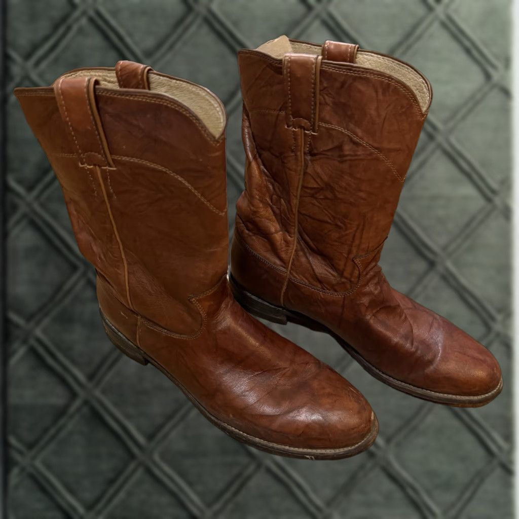 Justin Boots Justin Boots Deerlite Marbled Roper Western Boots 3163 Brown Leather Mens Size 10 B Size US 10 / EU 43 - 1 Thumbnail
