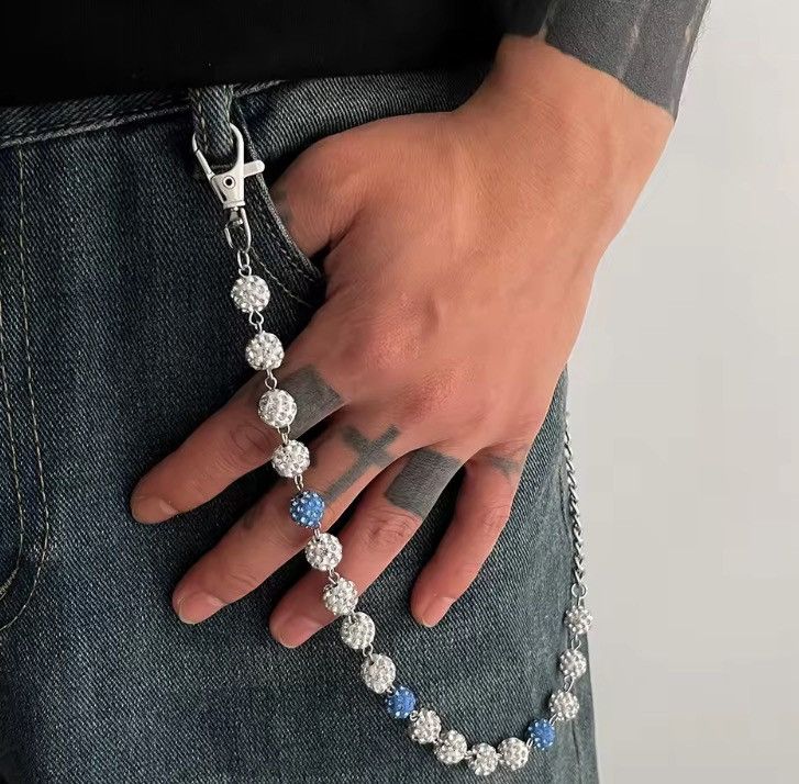 Jewelry Rhinestone Round Ball Pants Chain Size ONE SIZE - 1 Thumbnail