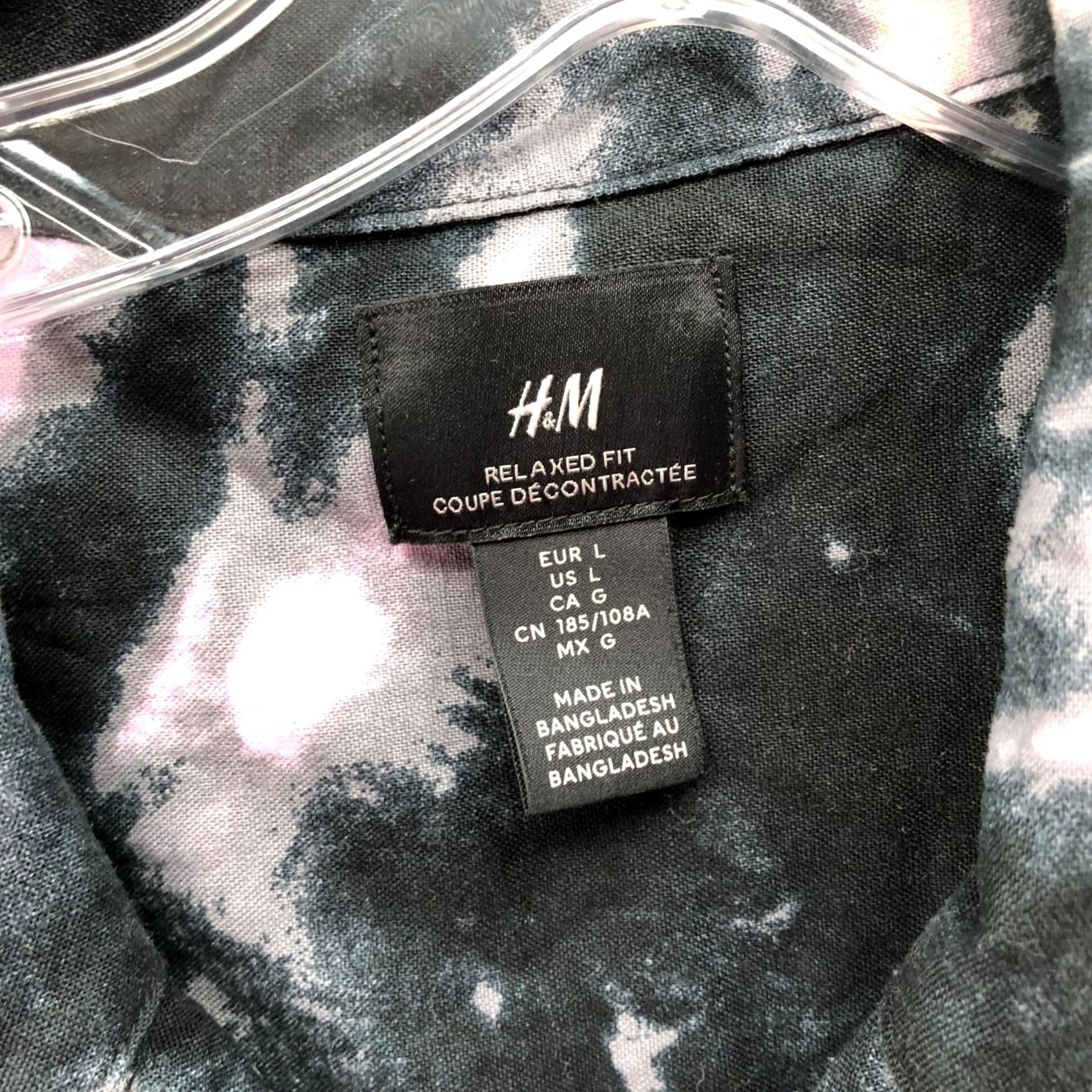 H&M H&M Cotton Linen Shirt Mens L Tie Dye Short Sleeve Button Up Purple Resort Beach Hawaiian Tropical Button-Down Collared Casual Travel Mens L Blue Size US L / EU 52-54 / 3 - 5 Thumbnail