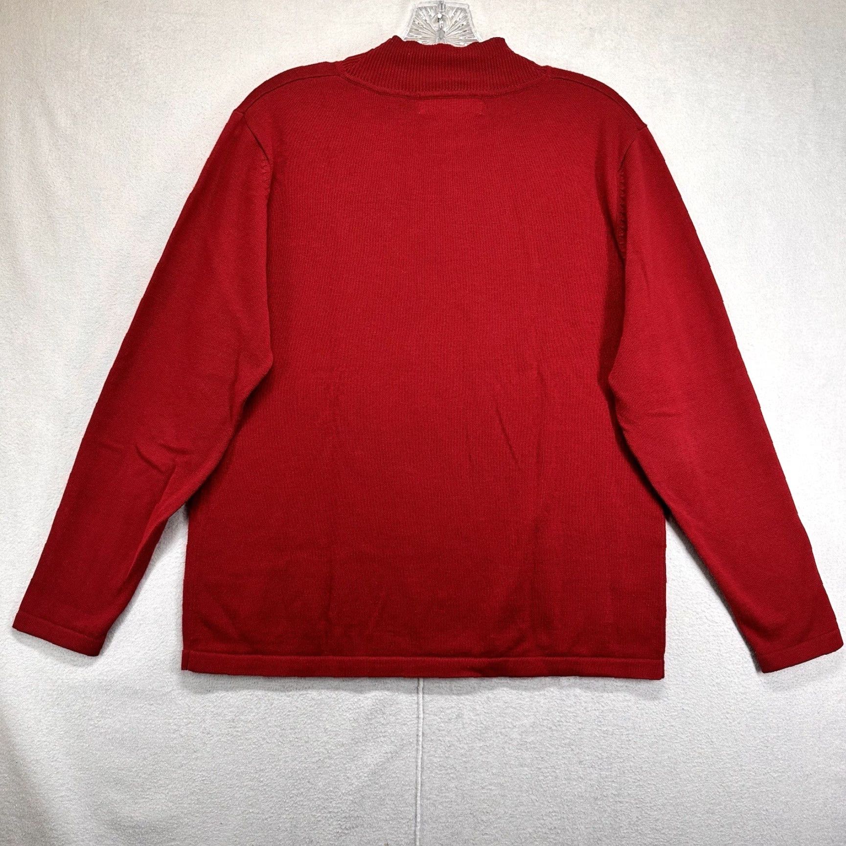 Vintage VINTAGE Casual Corner Annex Sweater Women’s Medium Red Knit 100% Cotton Mock Neck Pullover 80s 90s Womens Size M / US 6-8 / IT 42-44 - 2 Thumbnail