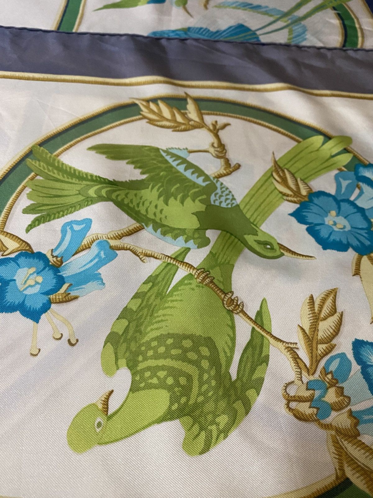Hermes HERMES Scarf 100% Silk CARAIBES Caribbean Birds Green Ivory Size ONE SIZE - 10 Thumbnail