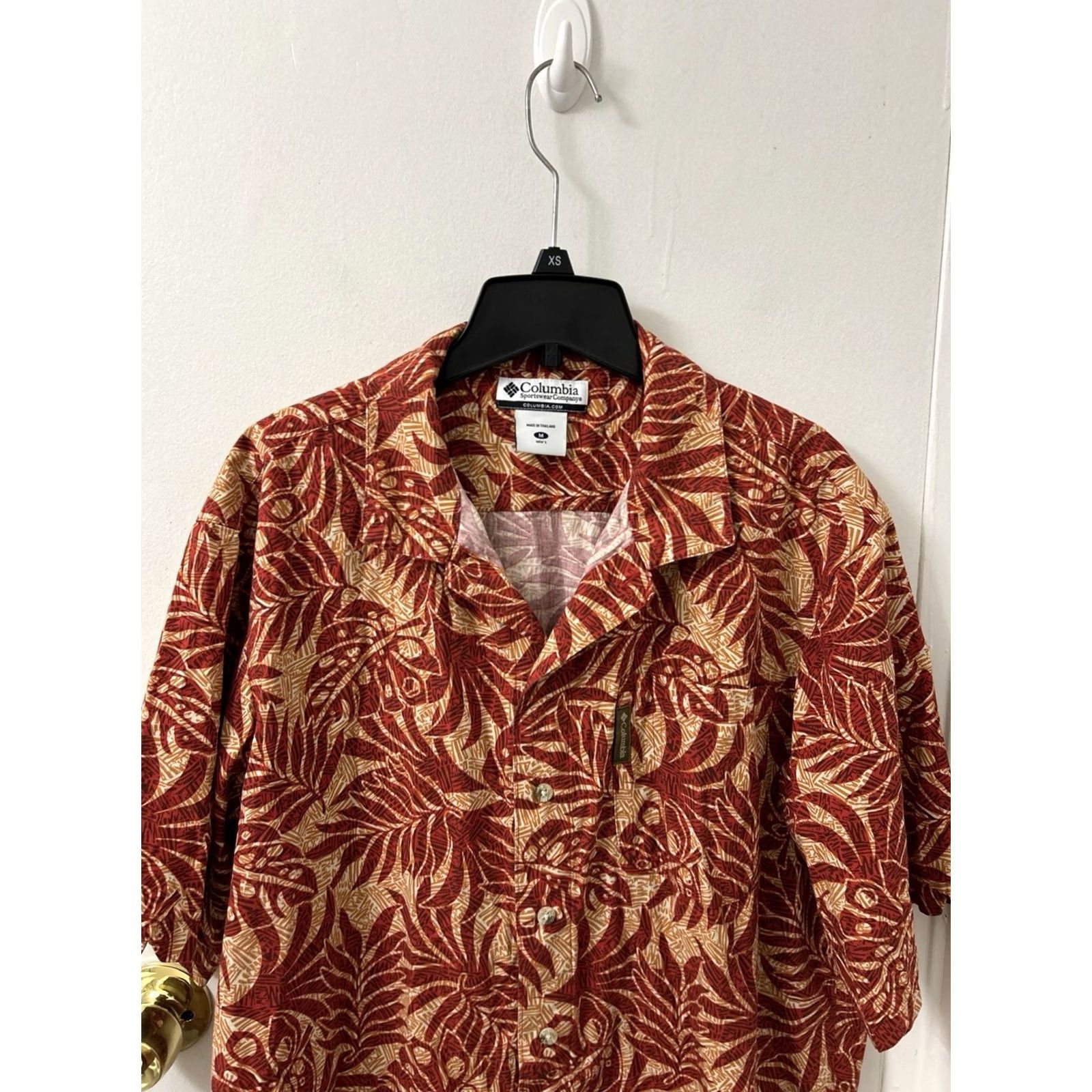 Vintage Columbia Shirt Mens Medium Red Orange Floral Hawaiian Button-Down Short Sleeve Size US M / EU 48-50 / 2 - 2 Thumbnail