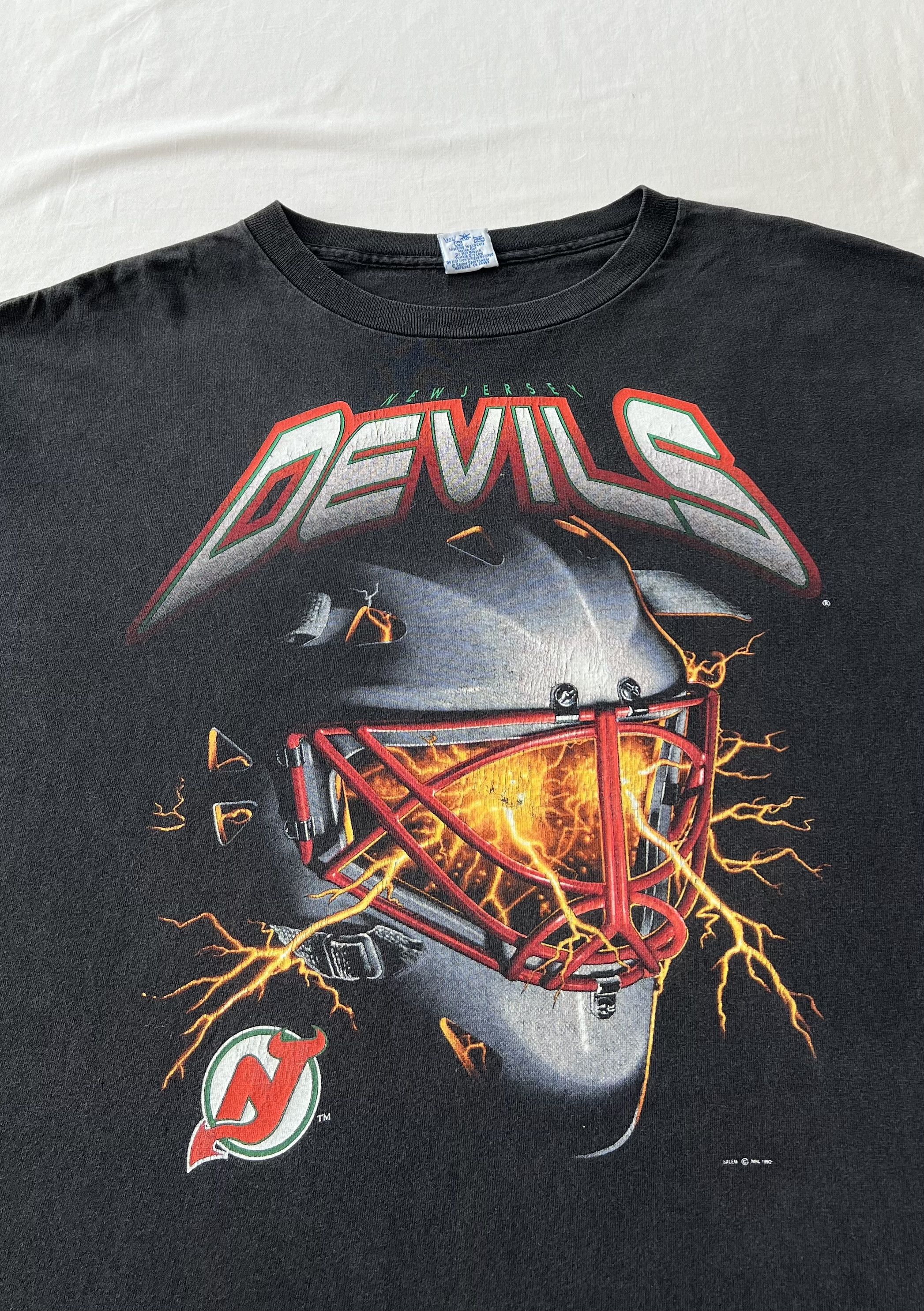 NHL Vintage 1993 New Jersey Devils NHL Salem Black T-shirt Size US L / EU 52-54 / 3 - 4 Thumbnail