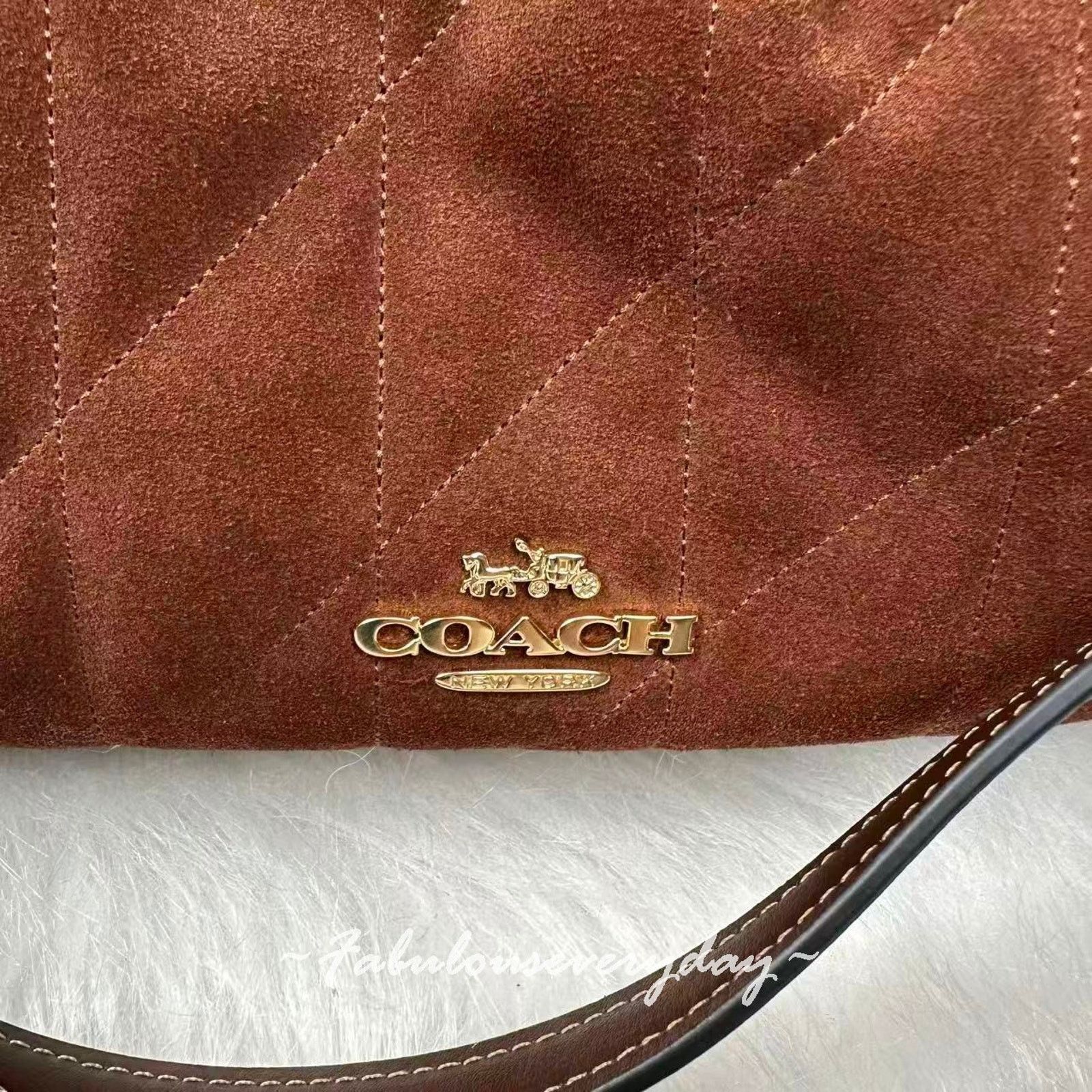 Coach Coach Faye Shoulder Xbody Quilting Suede/Vintage Brown/Maple Size ONE SIZE - 6 Thumbnail