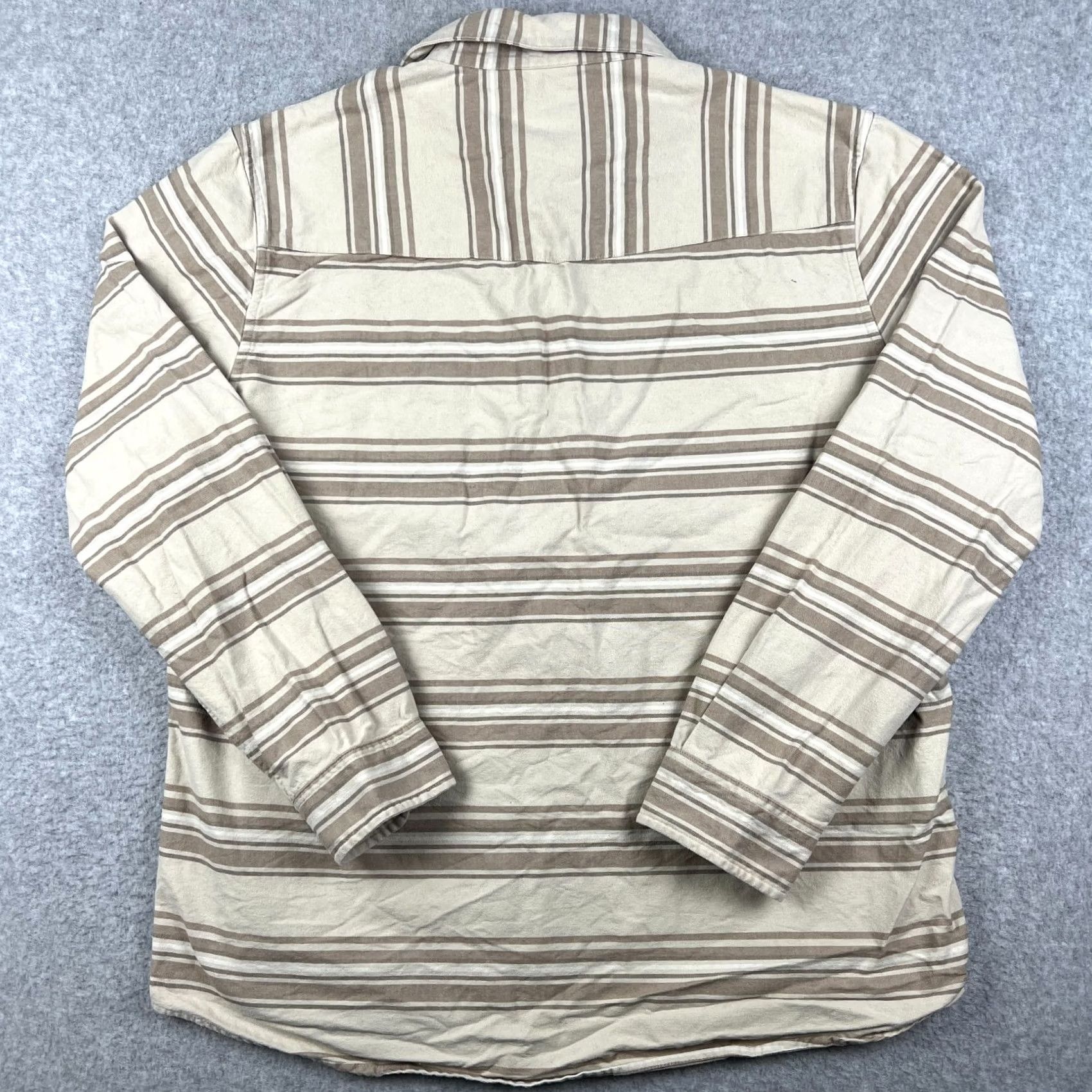 Vintage Criquet Flannel Pearl Snap Button Shirt Long Sleeve XL Mens Beige Striped Size US XL / EU 56 / 4 - 2 Thumbnail