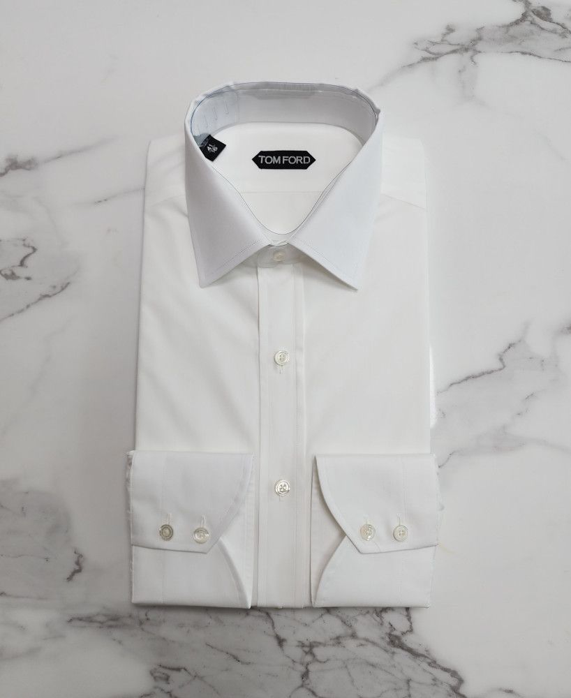 o1sm1stk0824 Slim Fit White Dress Shirt in White