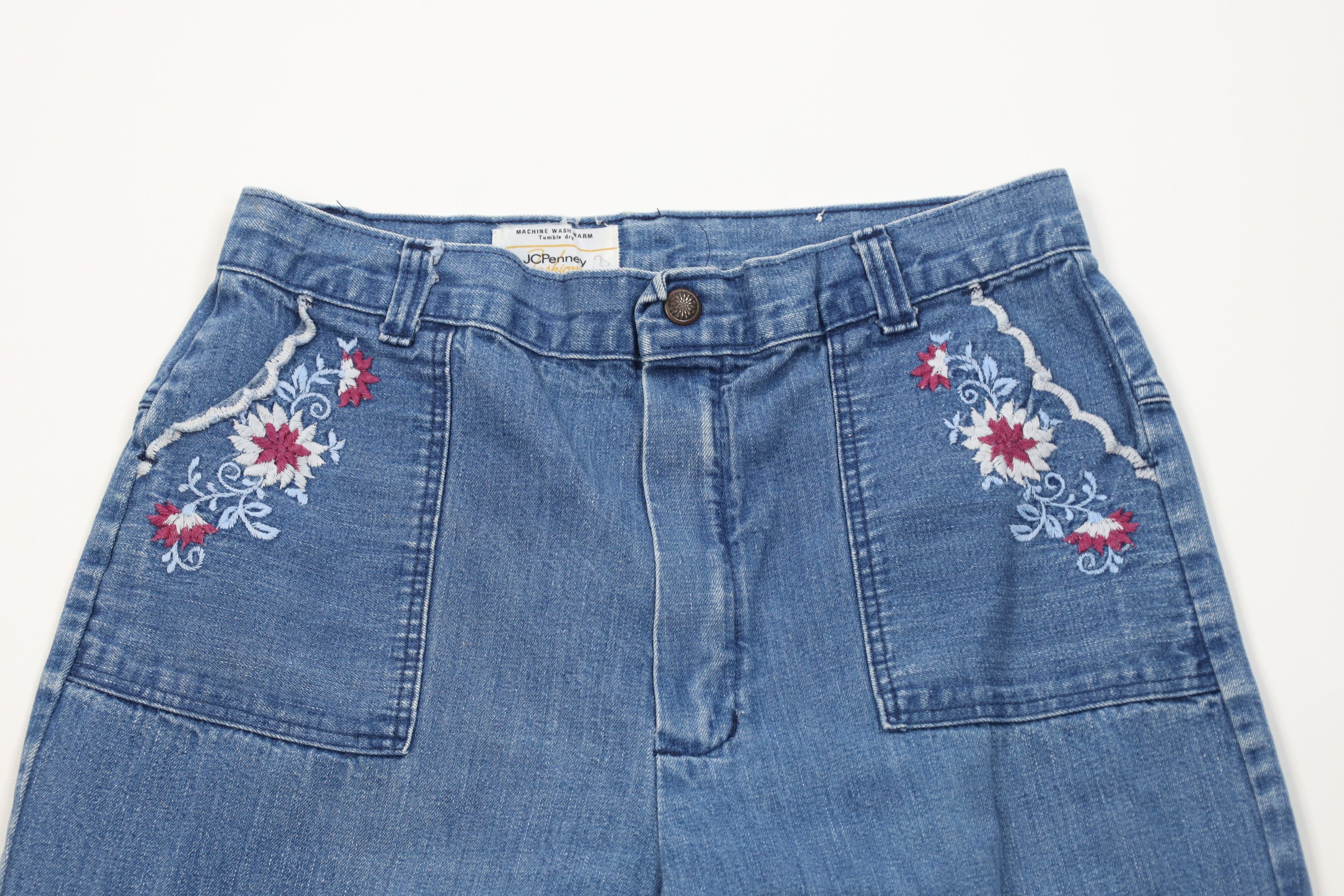 Vintage Vintage 70s Streetwear Flower Bell Bottoms Jeans USA Size 28" / US 6 / IT 42 - 2 Thumbnail