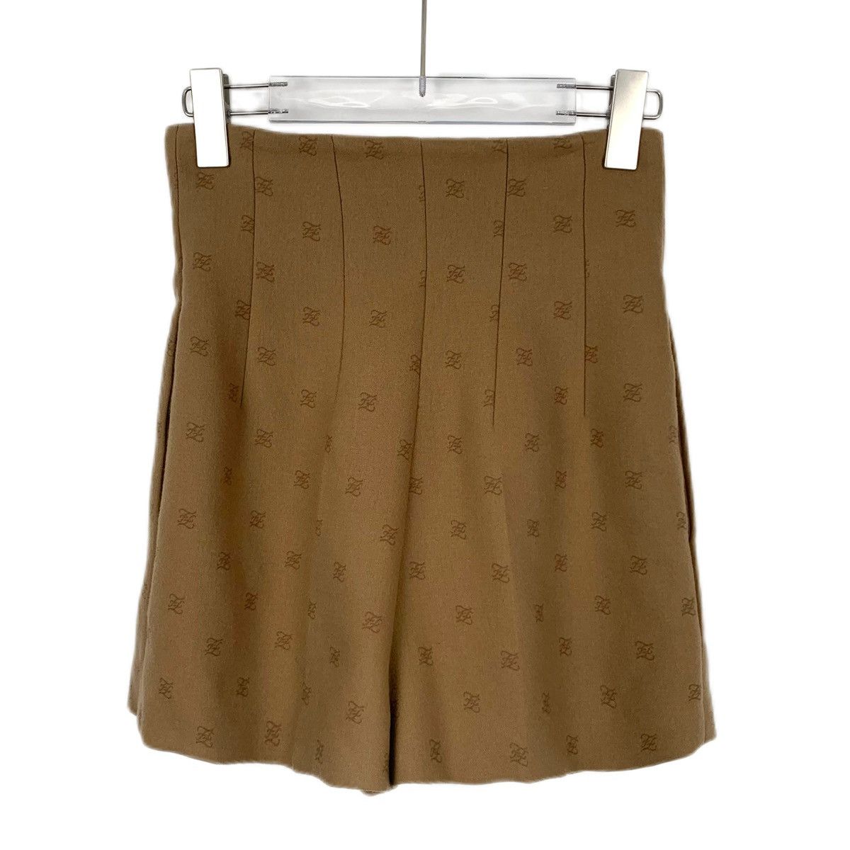 Fendi Fendi Dark Brown Logo Letter Sheep Wool Pleated Shorts K26WX Size 27" / US 4 / IT 40 - 2 Thumbnail