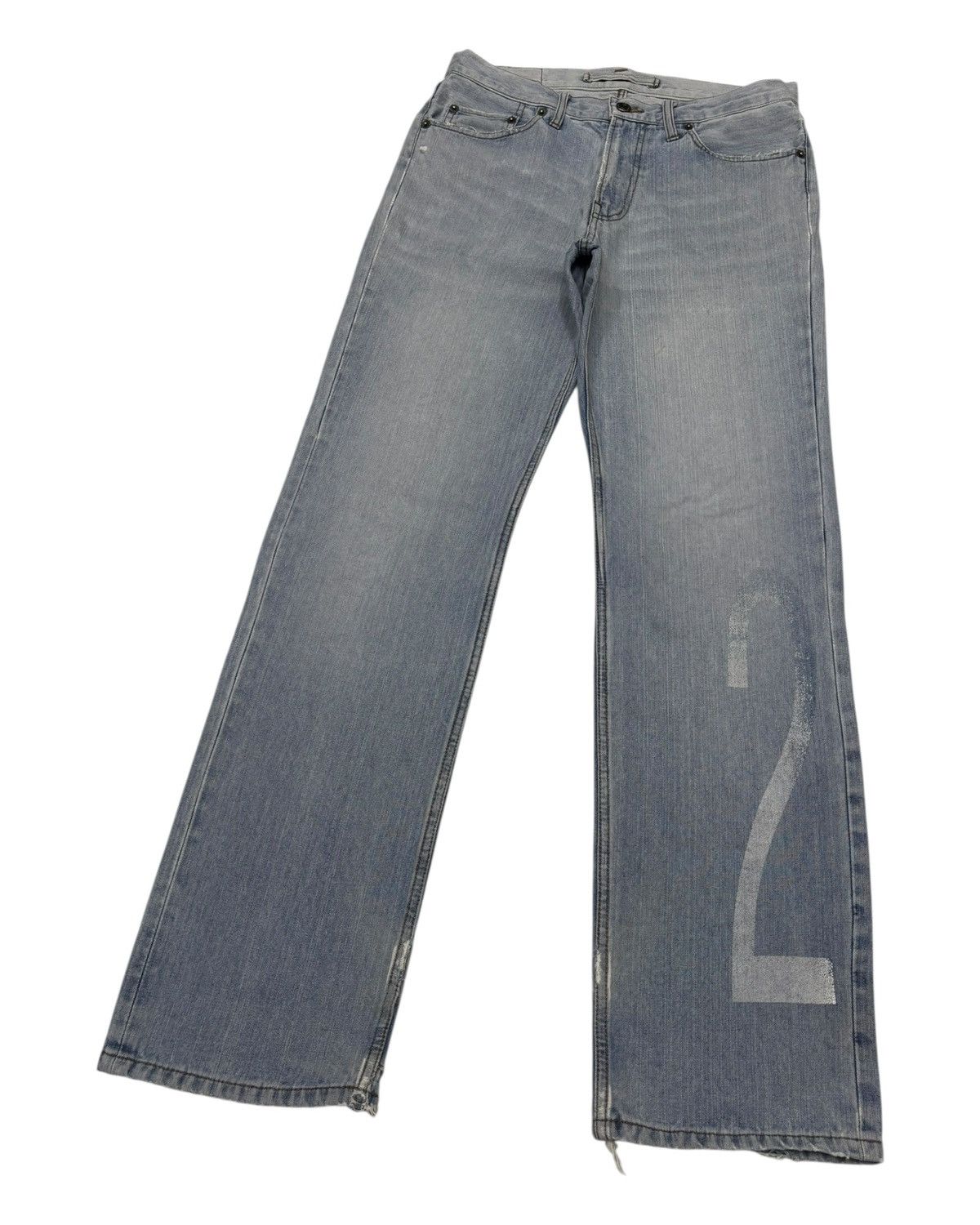 PPFM PPFM Blue Wash Number 25 Faded Logo Jeans Size US 32 / EU 48 - 5 Thumbnail