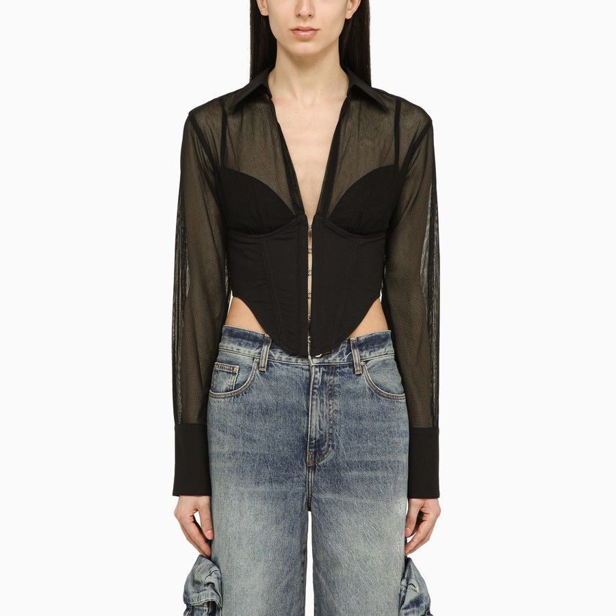 image of Dion Lee O1D2Blof0224 Black Cotton Corset Shirt In Black, Women's (Size XS)