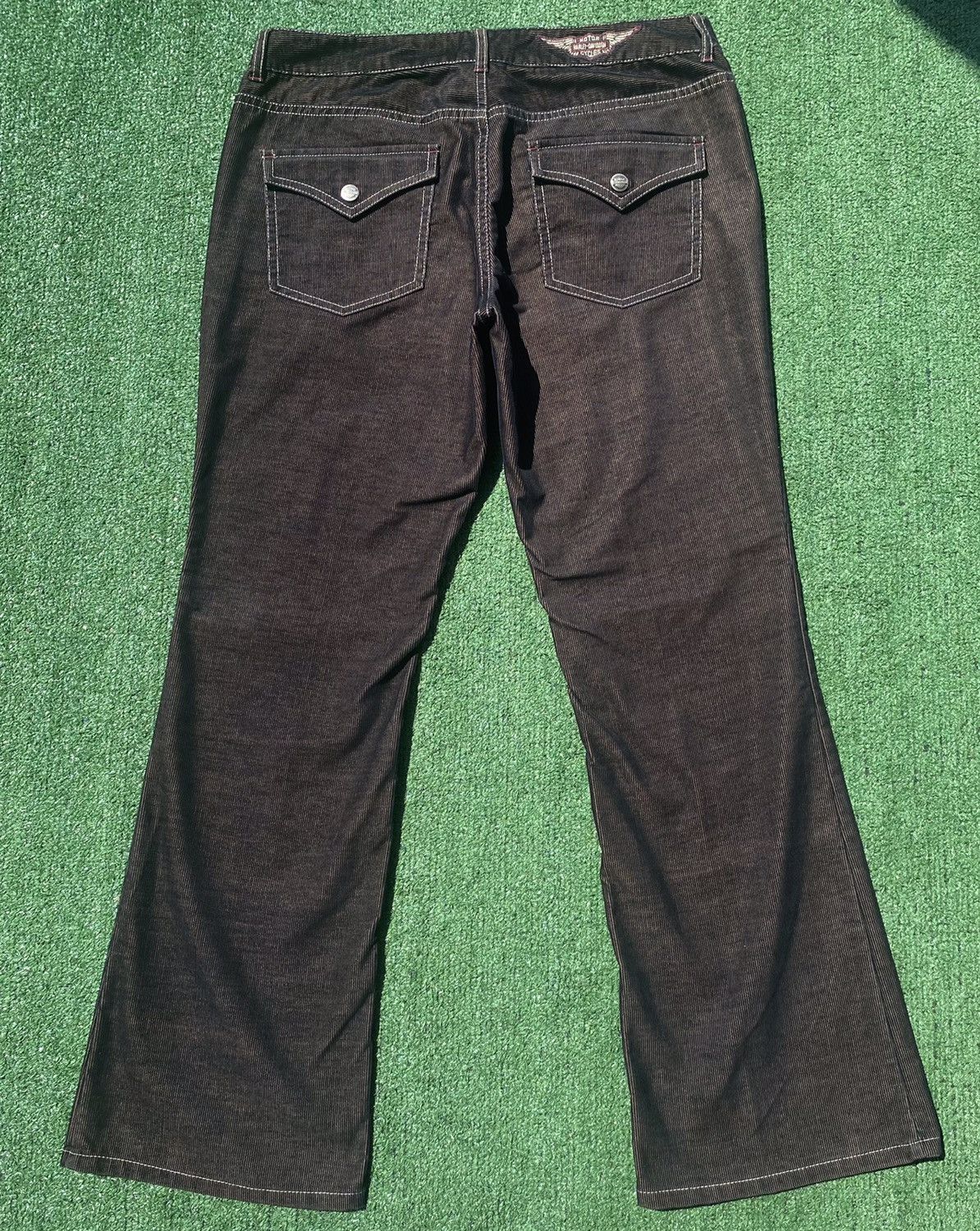 Harley Davidson Harley Davidson Black Corduroy Flare Pants 35” Waist Size 35" - 7 Thumbnail