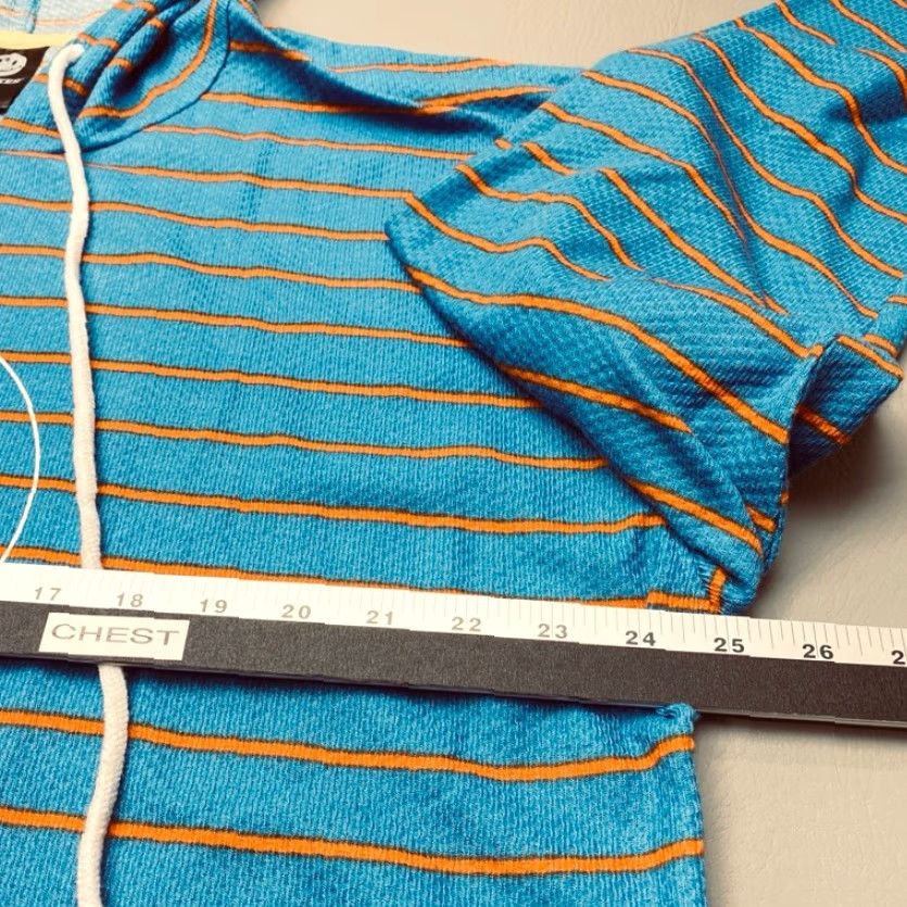 Joe Boxer VINTAGE Joe Boxer Sleepwear Mens XL Hoodie Lightweight Striped Blue Orange Smiley Face Size US XL / EU 56 / 4 - 7 Thumbnail