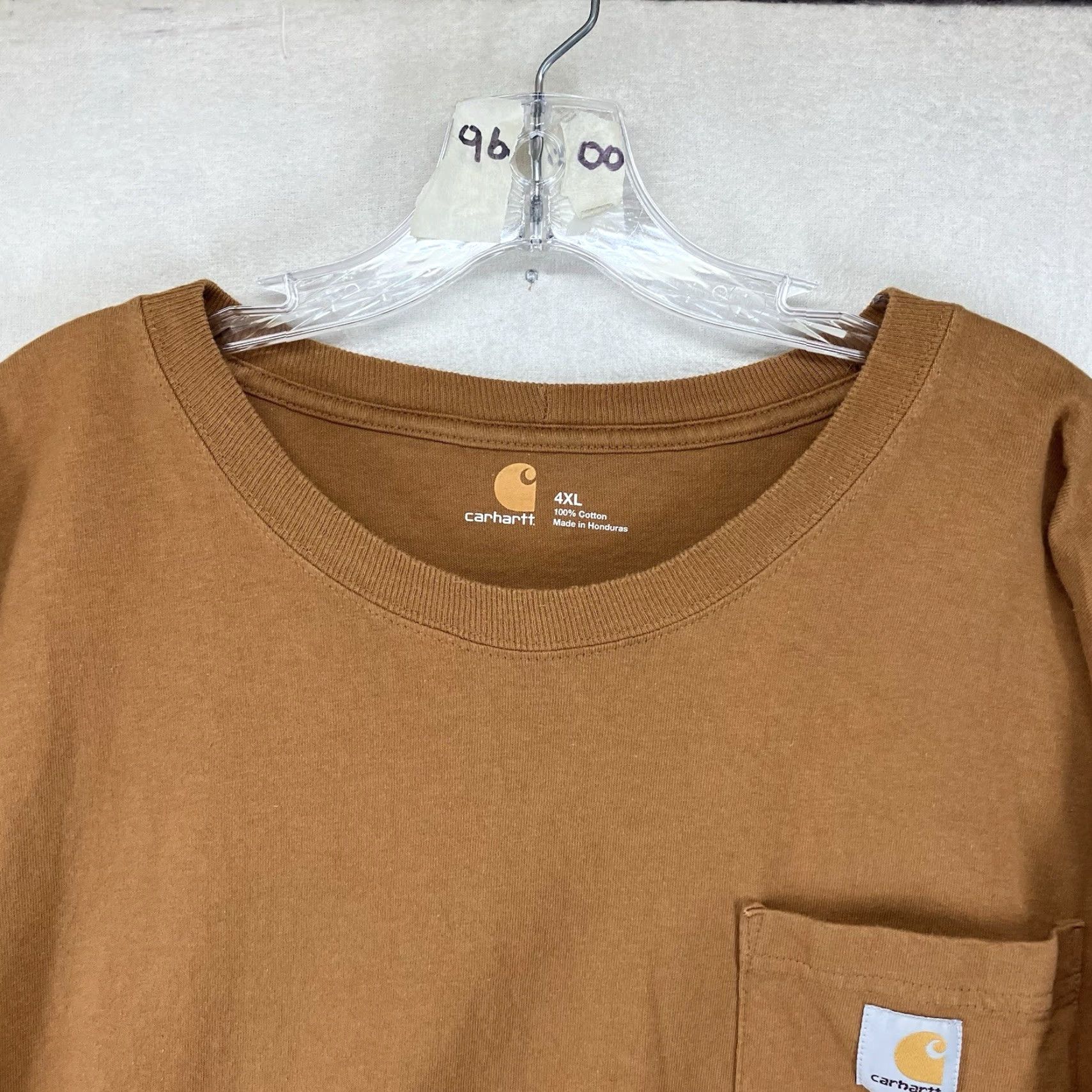 Carhartt Carhartt Mens T-Shirt Long Sleeve 4XL All Cotton Burnt Orange Brown Crew Neck Logo 2012 Outdoor Classic Heavyweight Pockets Size US XXL / EU 58 / 5 - 4 Thumbnail