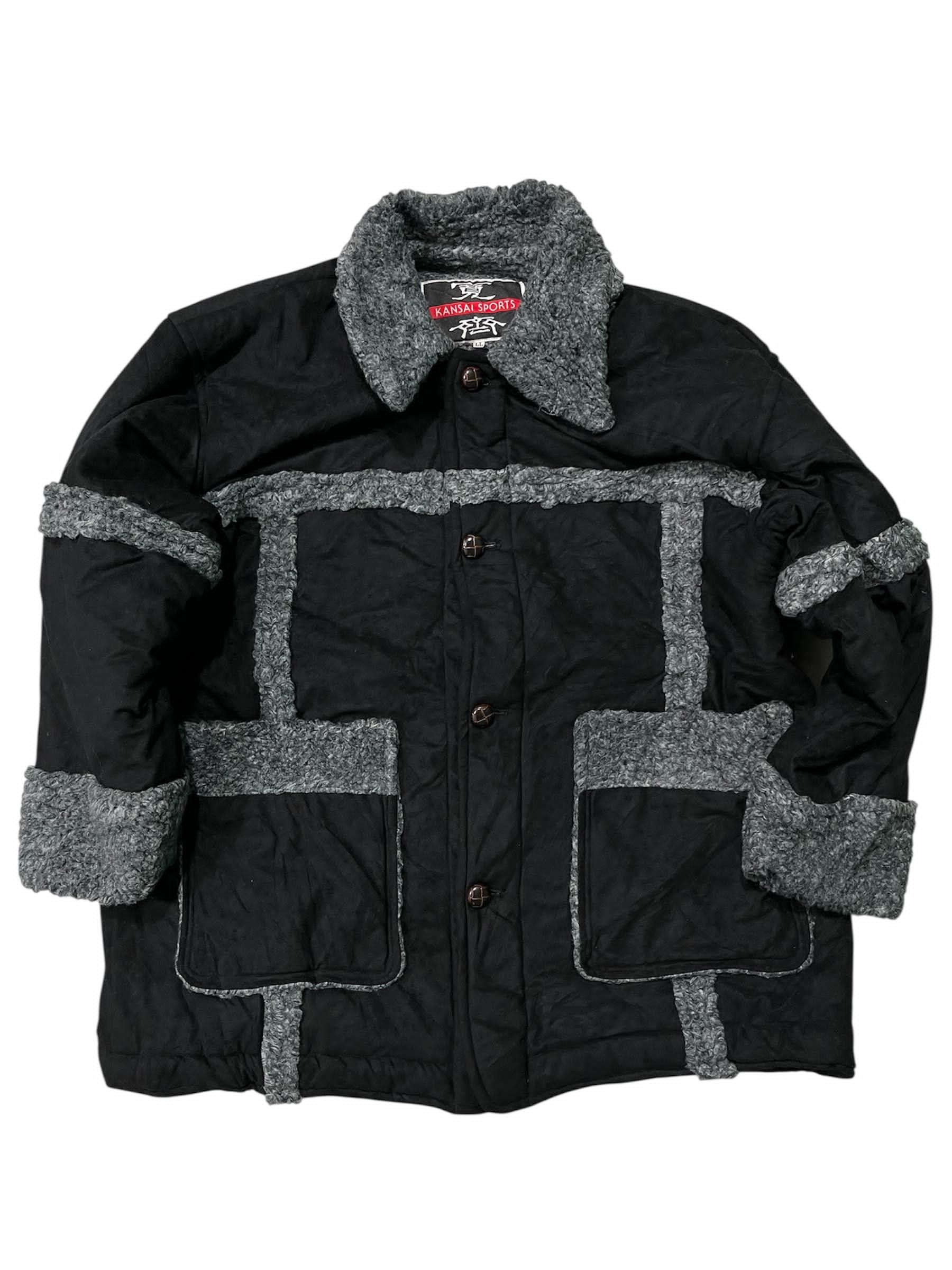 Kansai Yamamoto 90's Kansai Yamamoto Sports Black overcoat Sherpa Waxed Size US XL / EU 56 / 4 - 1 Thumbnail