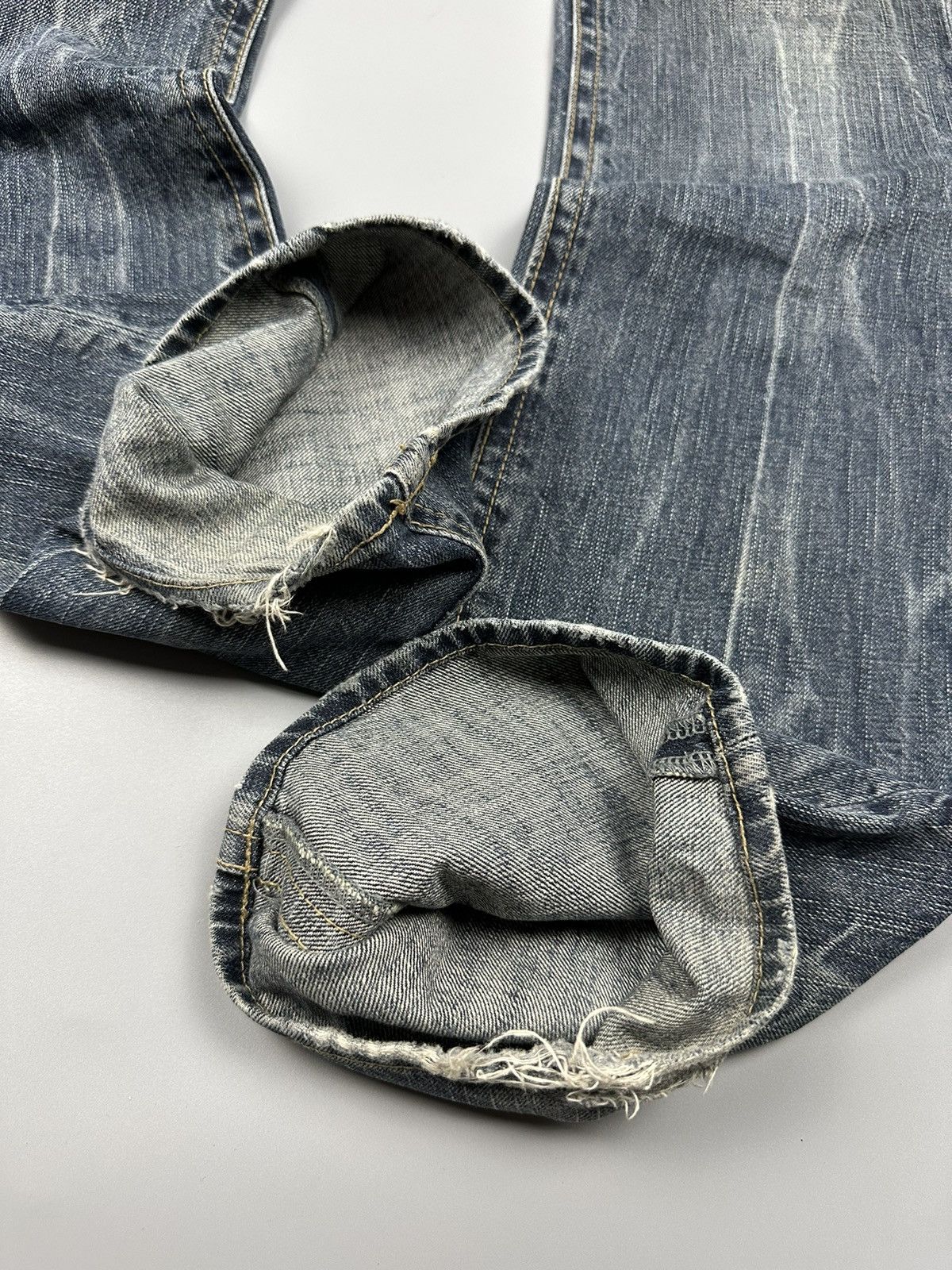 If Six Was Nine Distressed Denim Lightning Flare Jeans Size US 33 - 12 Thumbnail
