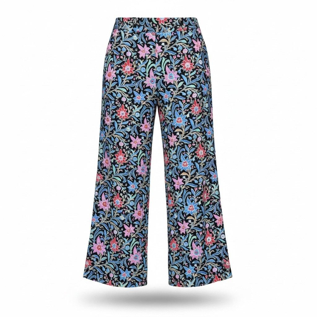 Loft LOFT Floral Wide Leg Pants Women’s XS Black Multicolor Size 26" / US 2 / IT 38 - 1 Thumbnail
