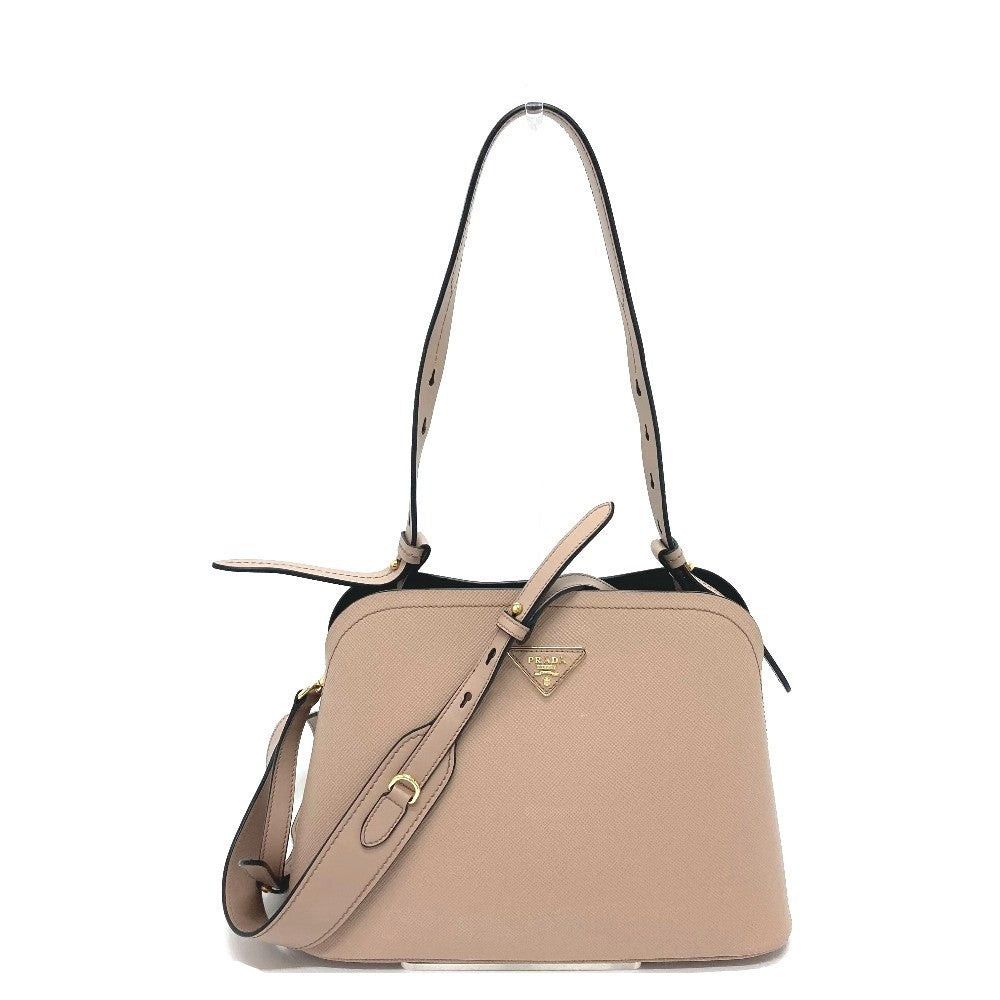 Prada Prada 1Ba251 Logo Plate Matinee Medium Briefcase Double Handbag Shoulder Bag Saffiano Leather Women Pink Size ONE SIZE - 1 Thumbnail