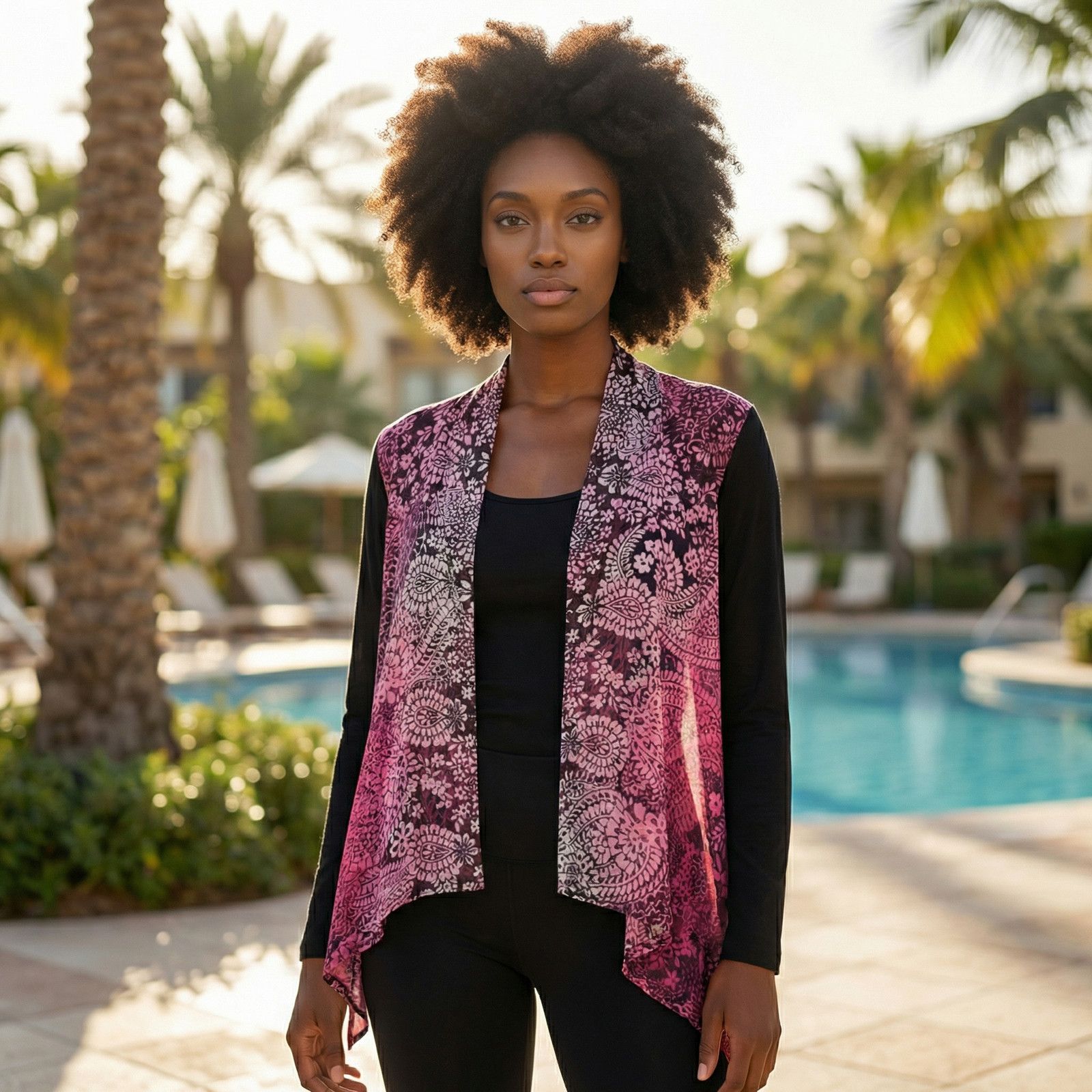 Other Sunny Leigh Petite PL Open Front Cardigan Floral Layer Top Size L / US 10 / IT 46 - 1 Thumbnail