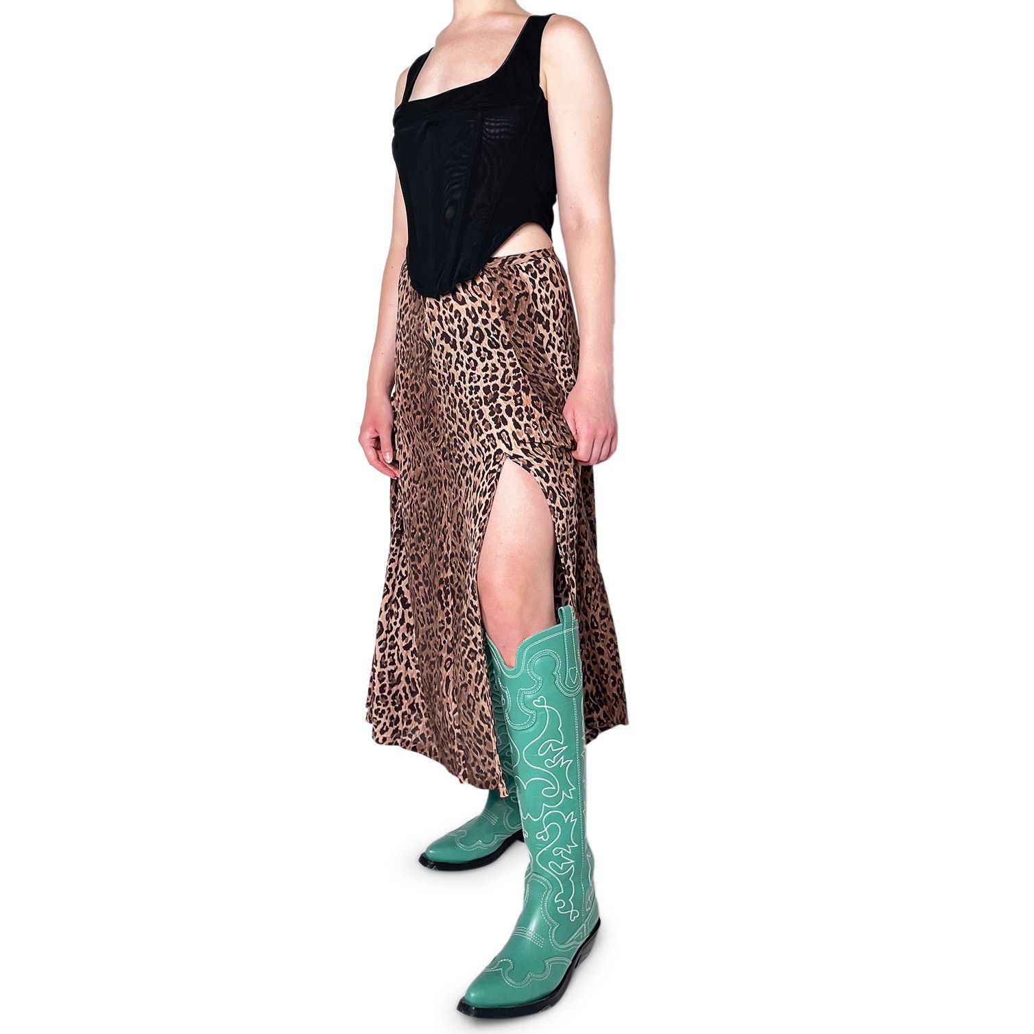 RIXO Gold And Black Ocelot Print Stripe Skirt Size 27" / US 4 / IT 40 - 4 Thumbnail