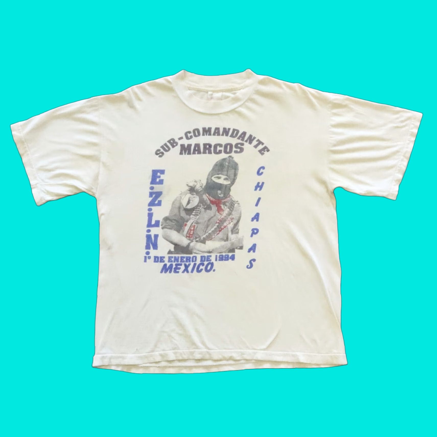 Vintage VINTAGE EZLN Sub-Comandante Marcos Chiapas Mexico Photo Tshirt Size US XXL / EU 58 / 5 - 1 Thumbnail