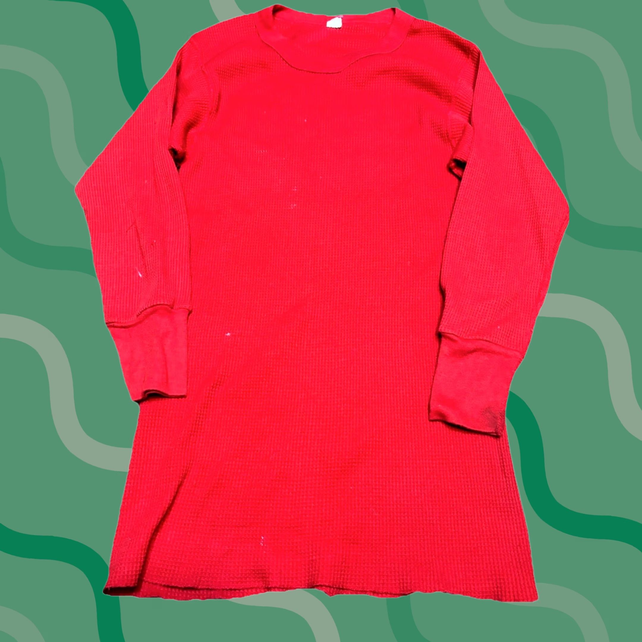 Vintage VINTAGE 80s Solid Red Waffle Knit Thermal Shirt Mens S Long Sleeve Size US S / EU 44-46 / 1 - 1 Thumbnail