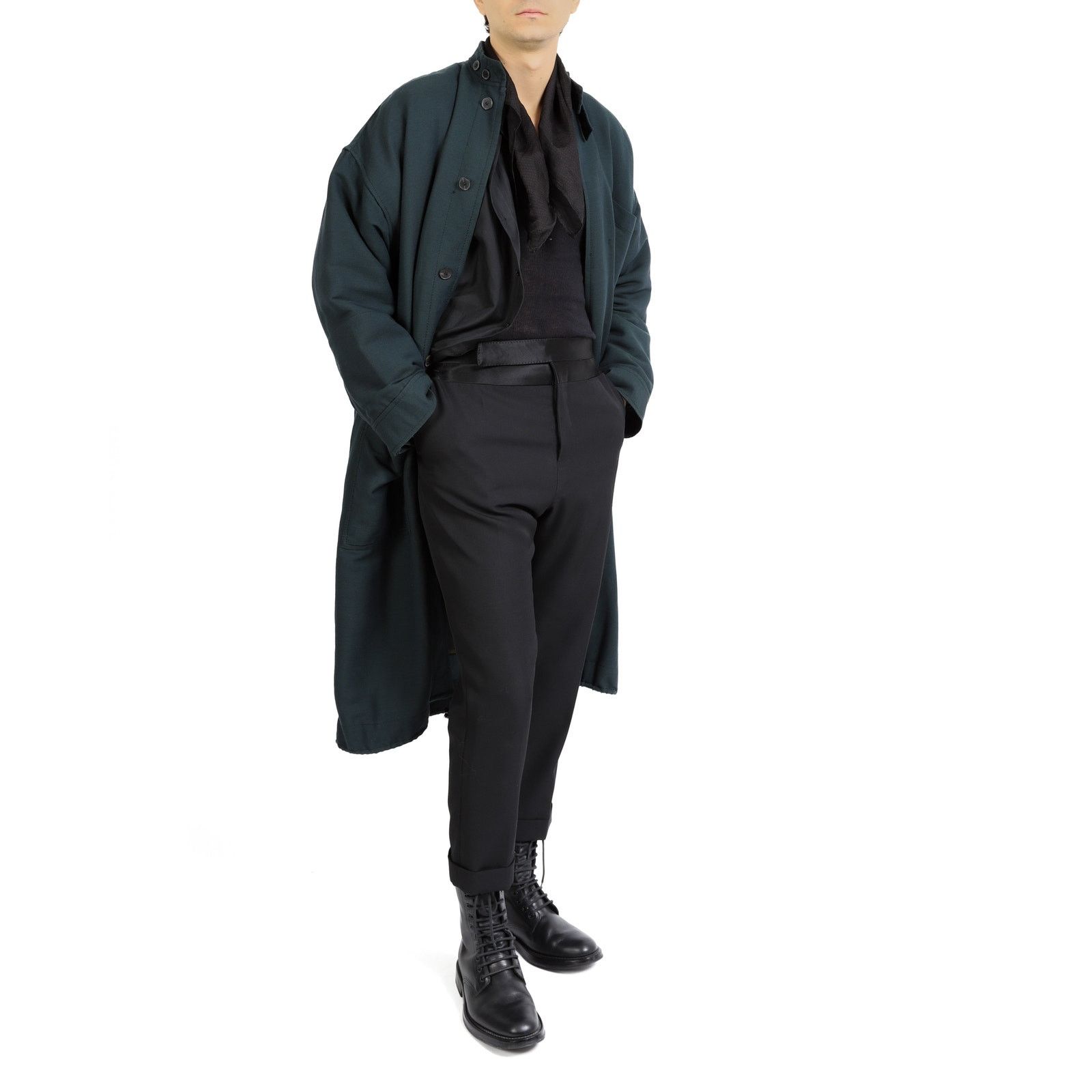 Haider Ackermann FW17 Oversized Quilted Coat in Teal Wool Size US XS / EU 42 / 0 - 8 Thumbnail