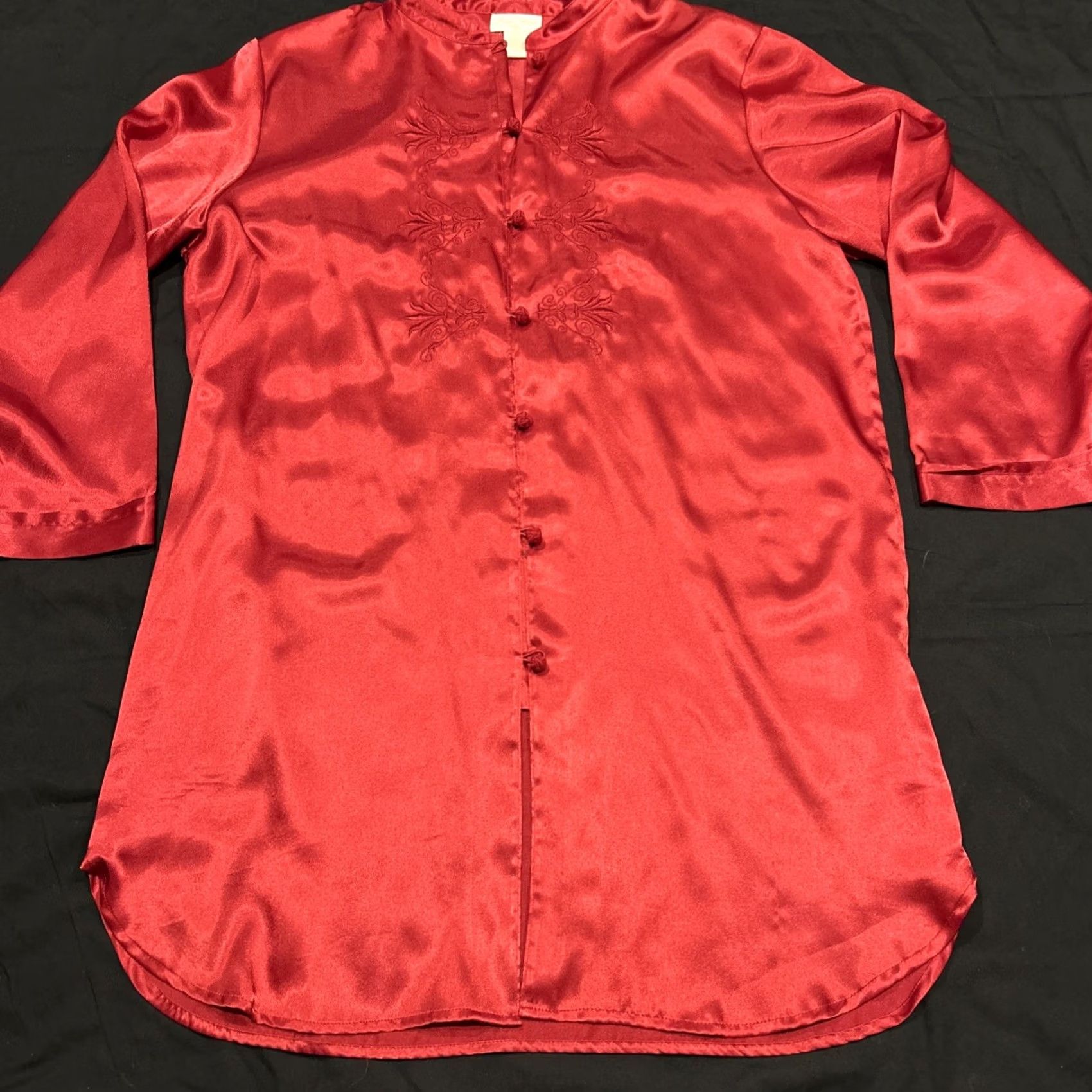 Vintage VINTAGE Inner Most Nightgown Red Satin L Women’s 1980s USA Eveningwear 37” 23” Chest Mens? Size ONE SIZE - 2 Thumbnail