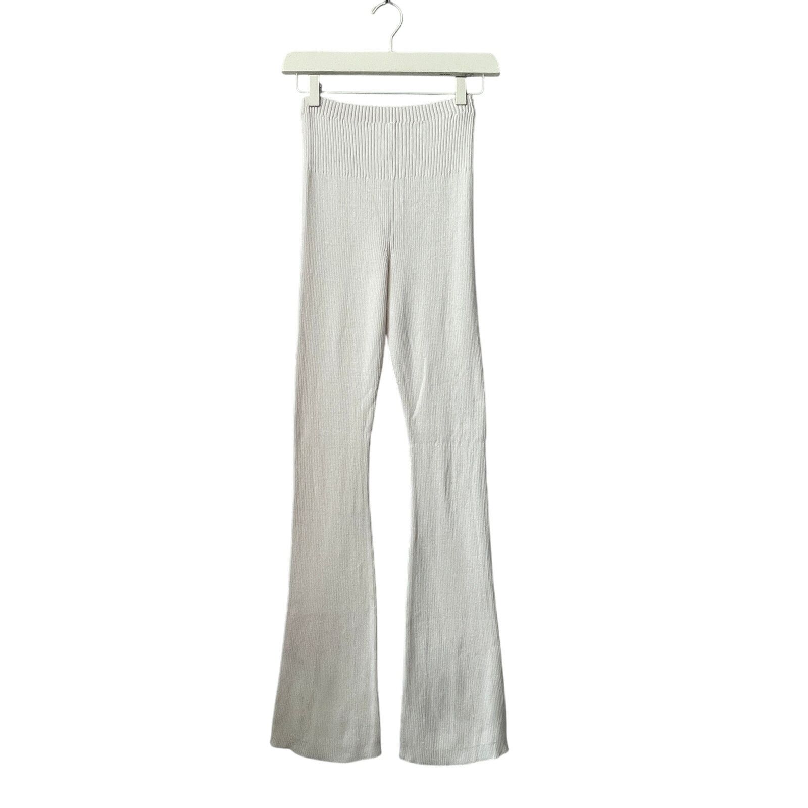 Free People Free People Cream Cotton Rib Knit Flare Lounge Pants Size XS Size 25" / US 0 / IT 36 - 3 Thumbnail