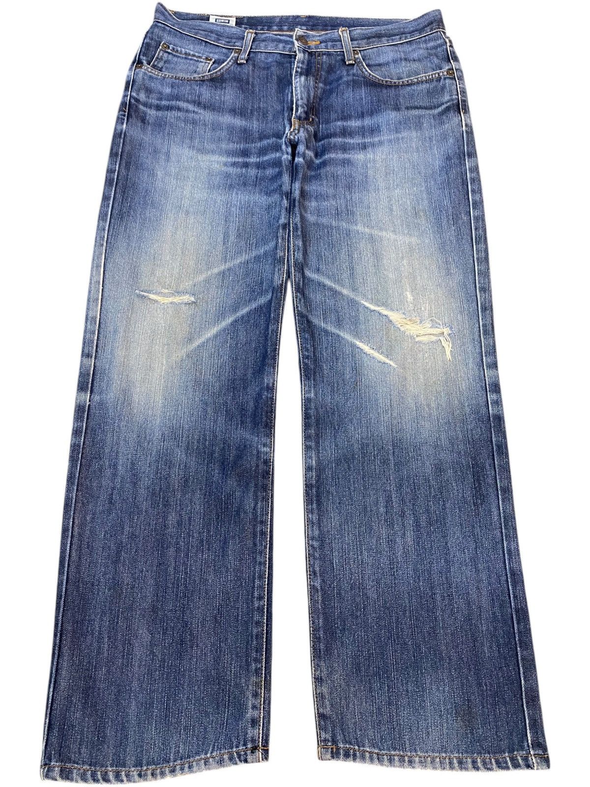 Edwin Vintage Japanese Edwin 403 Blue Wash Distressed Loose Jeans Size US 34 / EU 50 - 1 Thumbnail