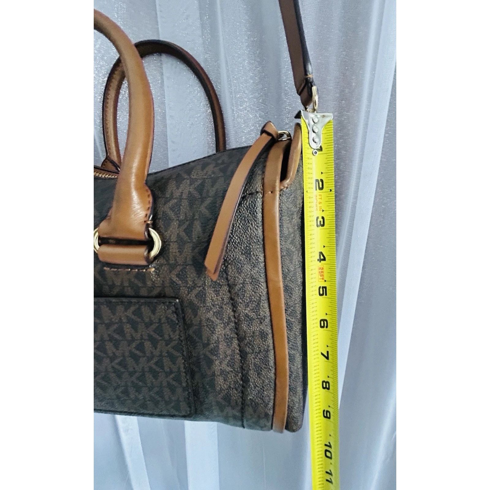 Michael Kors Michael Kors Carine Medium Brown Acorn Gold Satchel Handbag Size ONE SIZE - 13 Thumbnail
