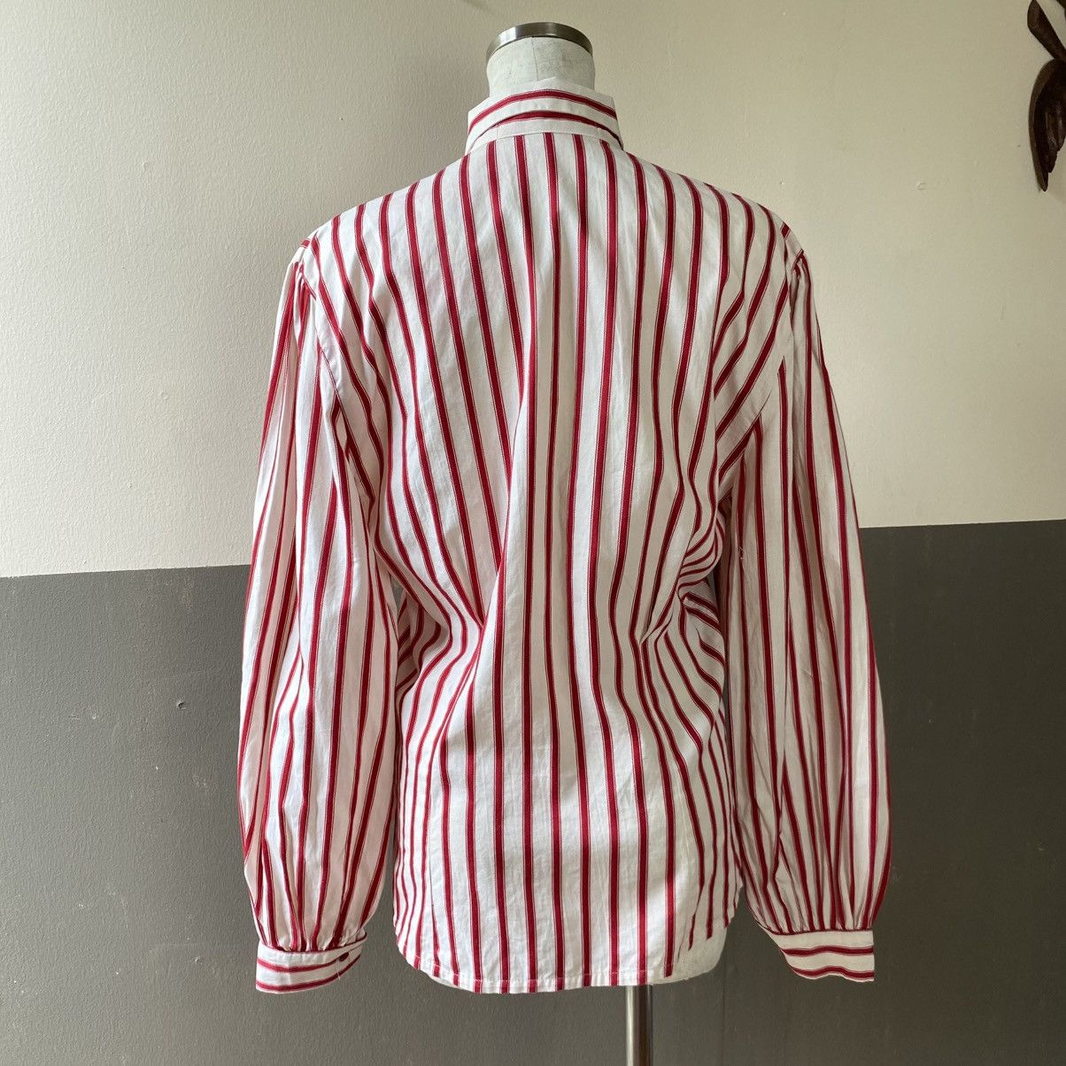 Norma Kamali Norma Kamali Red Striped Long Sleeve Blouse Size L / US 10 / IT 46 - 14 Thumbnail