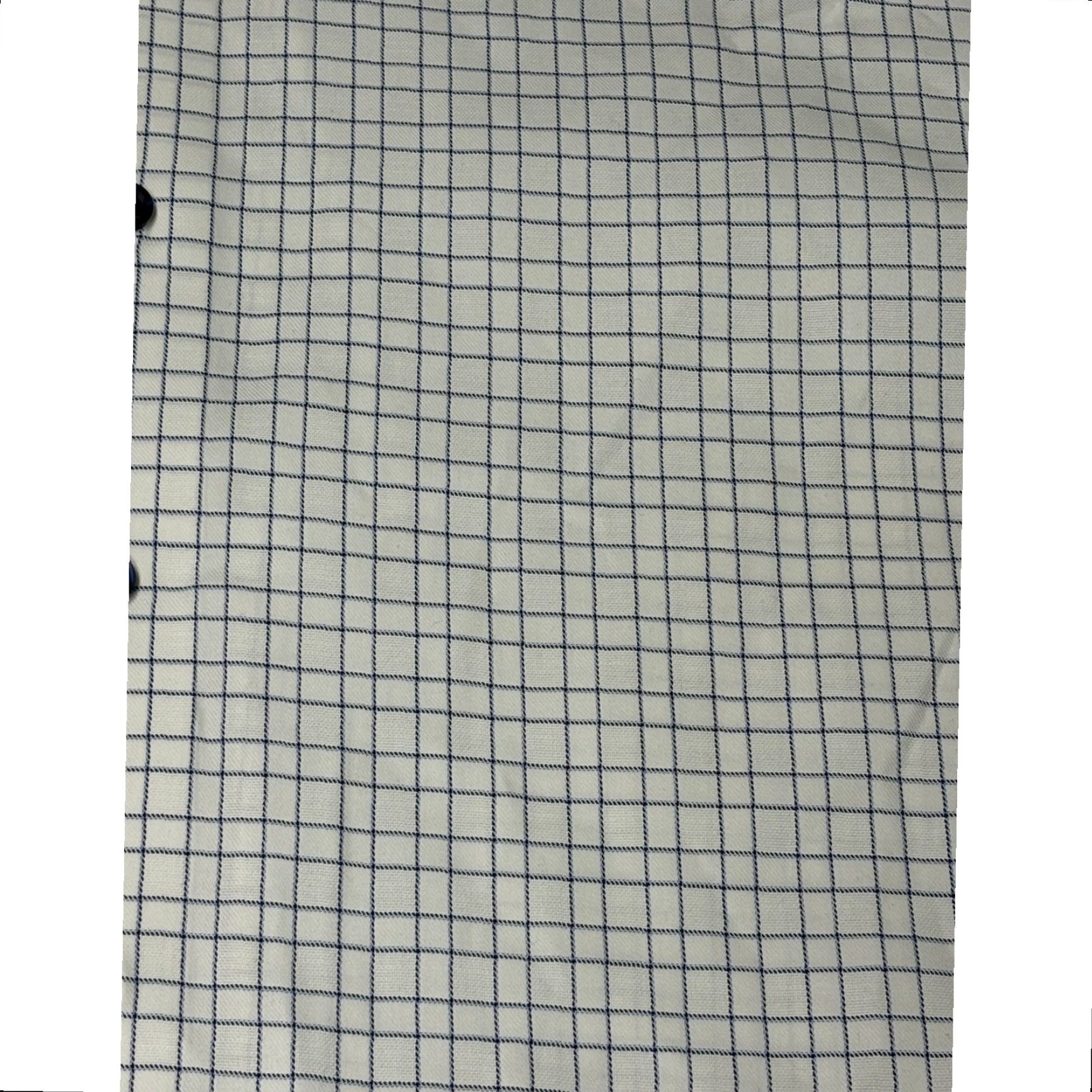 David Donahue David Donahue Mens Shirt 17 32 33 White Blue Check Dress Button Down 100 Cotton Size 46R - 2 Thumbnail