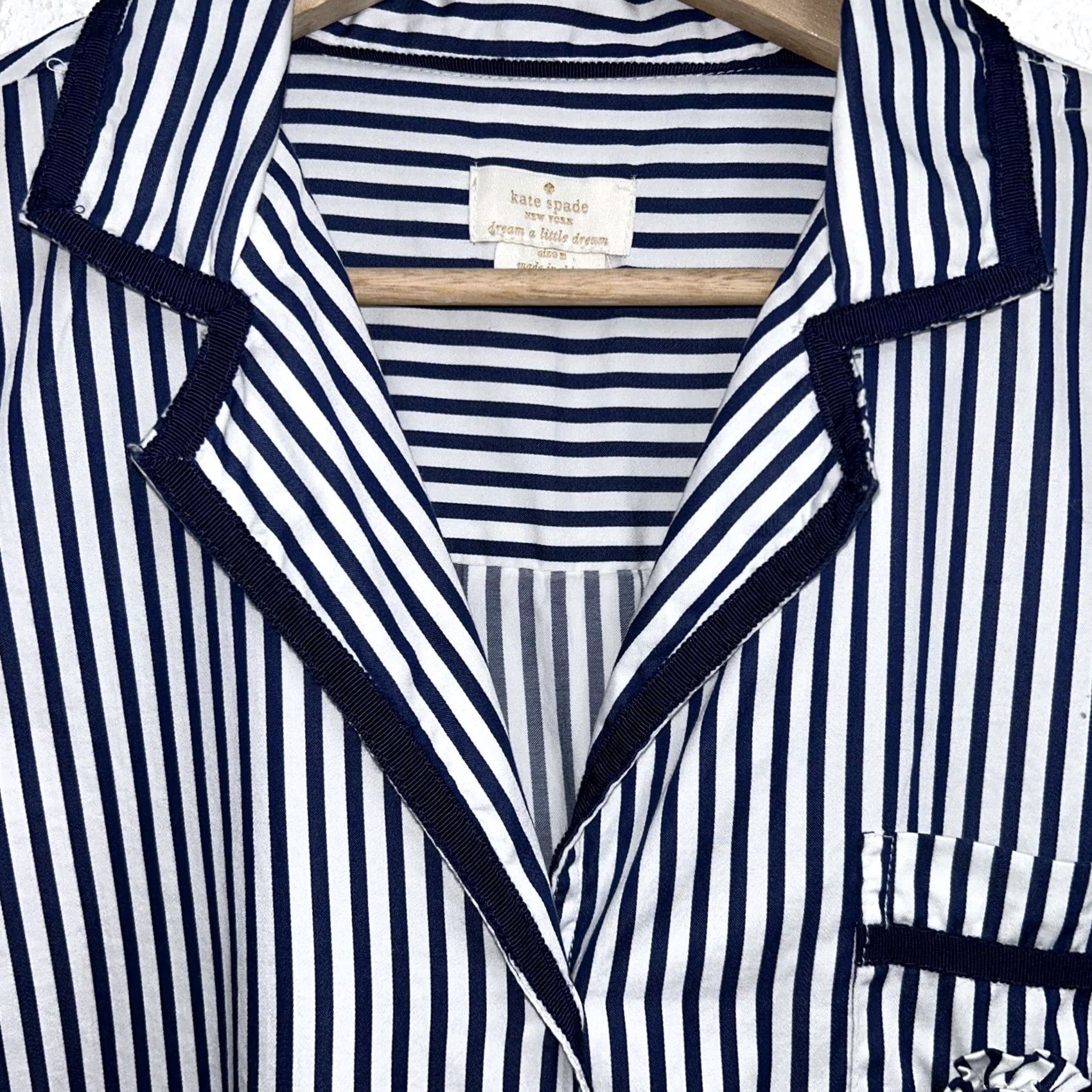 Vintage VINTAGE Kate Spade Dream Little Dream Button Down Striped Pajama Top Women’s Sz Medium Size M / US 6-8 / IT 42-44 - 6 Thumbnail
