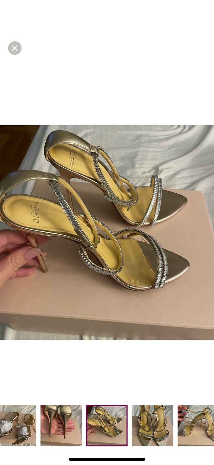 Alexandre Birman Alexandre Birman Lacy Zircone Gold Metallic Sandals Size US 9 / IT 39 - 4 Thumbnail