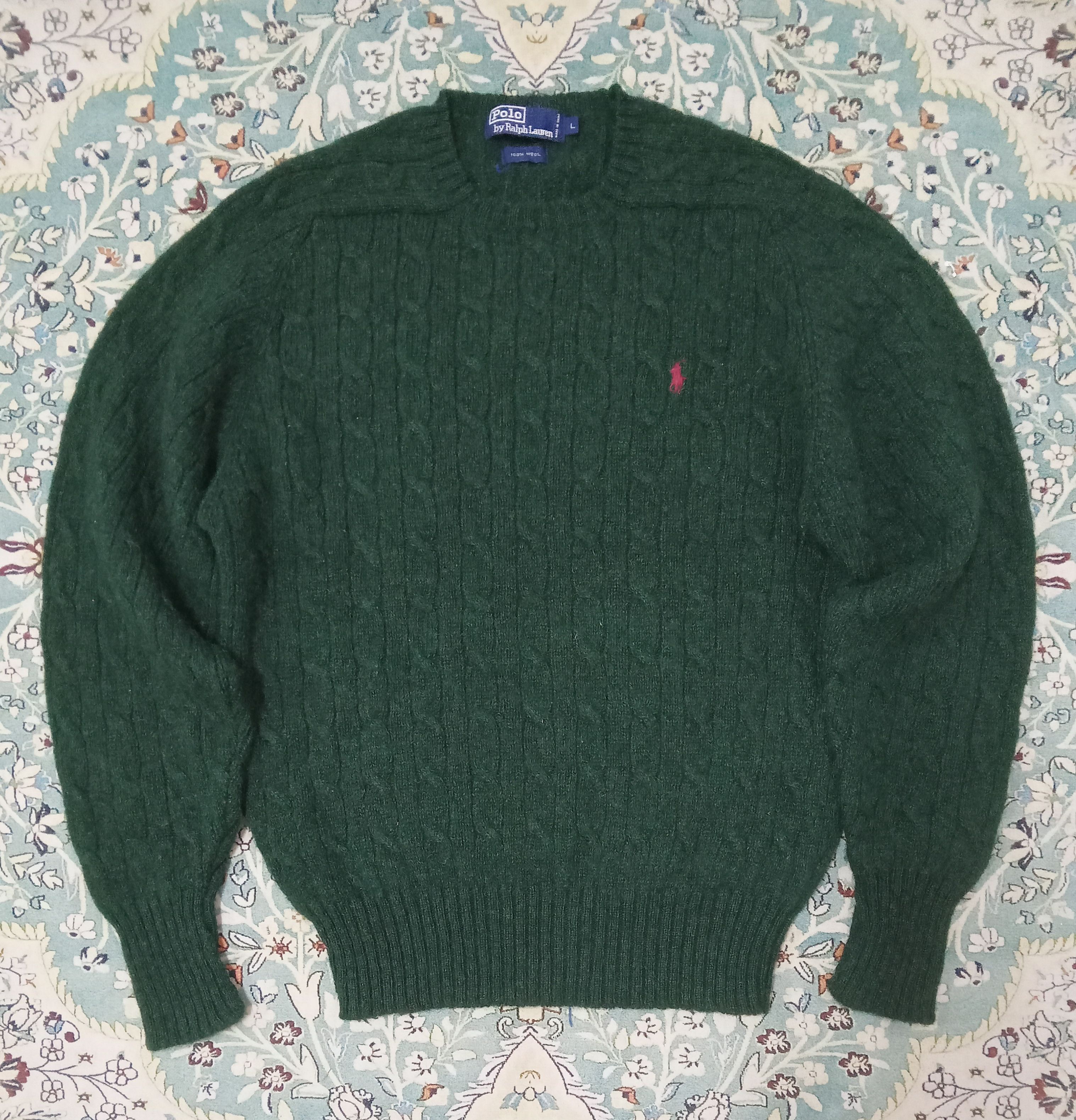 Polo Ralph Lauren Polo Ralph Lauren Cable Knit Wool Sweater Size US L / EU 52-54 / 3 - 1 Thumbnail