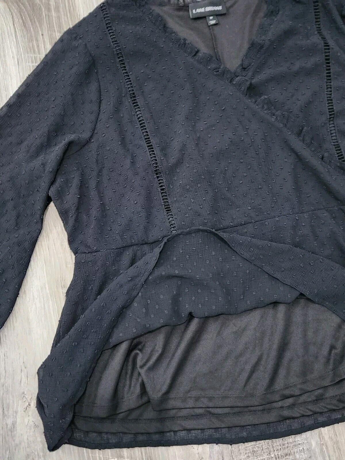 Designer Lane Bryant Blouse Plus 22 Black V Neck Boho Sheer Peasant Size 3XL / US 20-22 - 5 Thumbnail