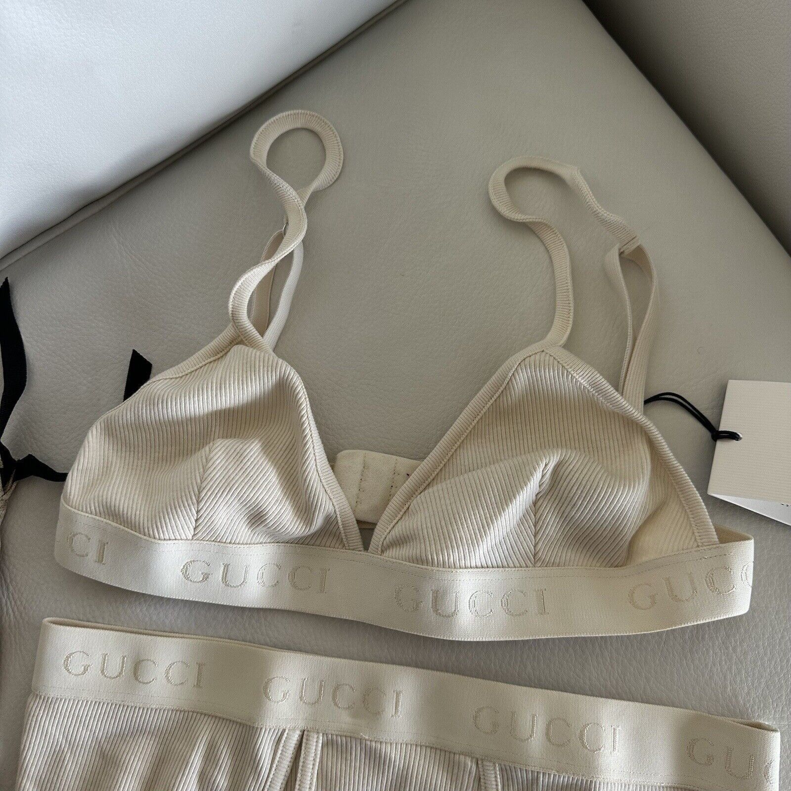 Gucci NWT GUCCI LINGERIE SET COTTON RIBBED BEIGE 100% Authentic Si Size M / US 6-8 / IT 42-44 - 3 Thumbnail