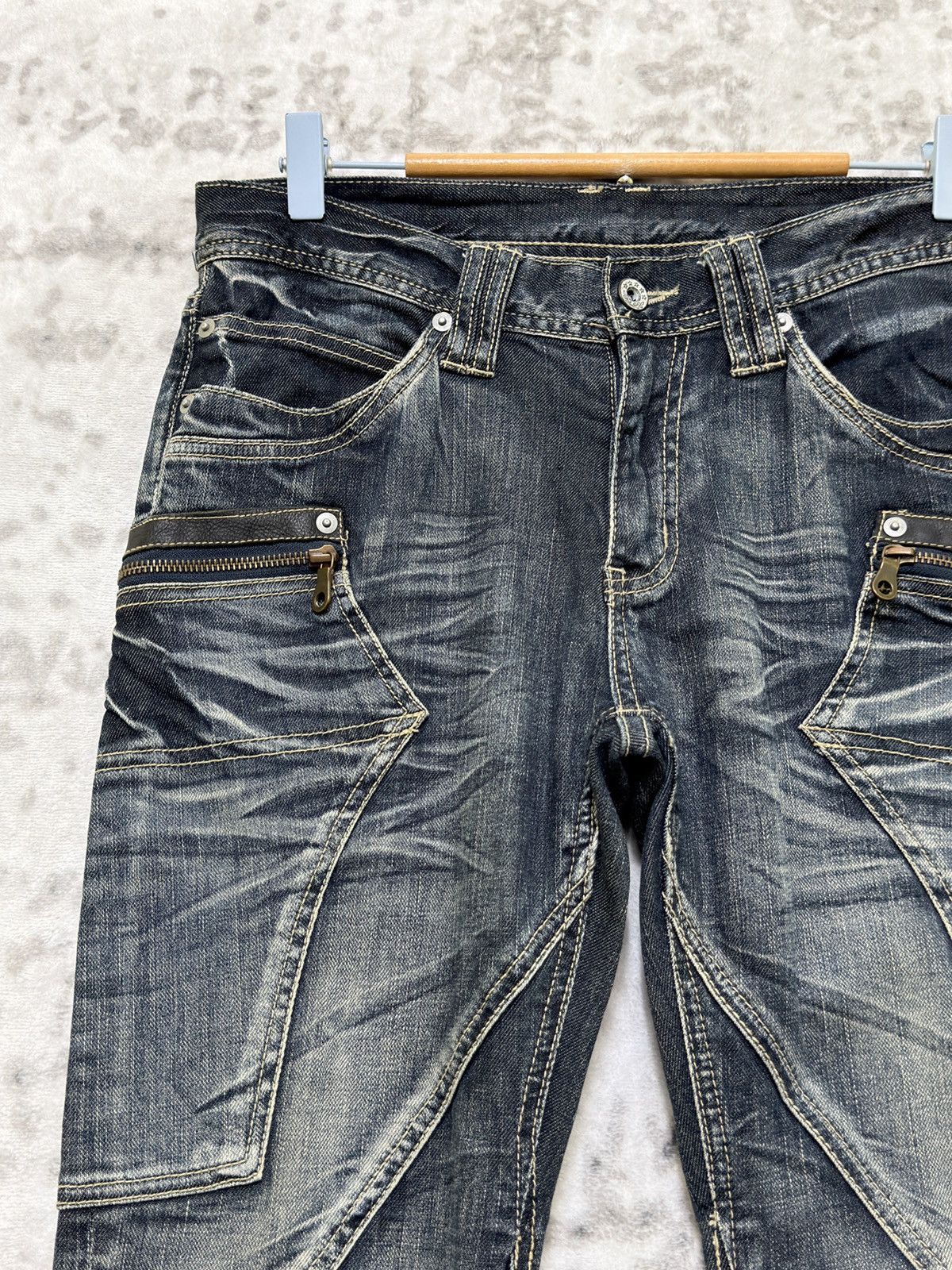 Tornado Mart Michel Klein Homme Spiral Flare Y2K Denim Size US 30 / EU 46 - 4 Thumbnail