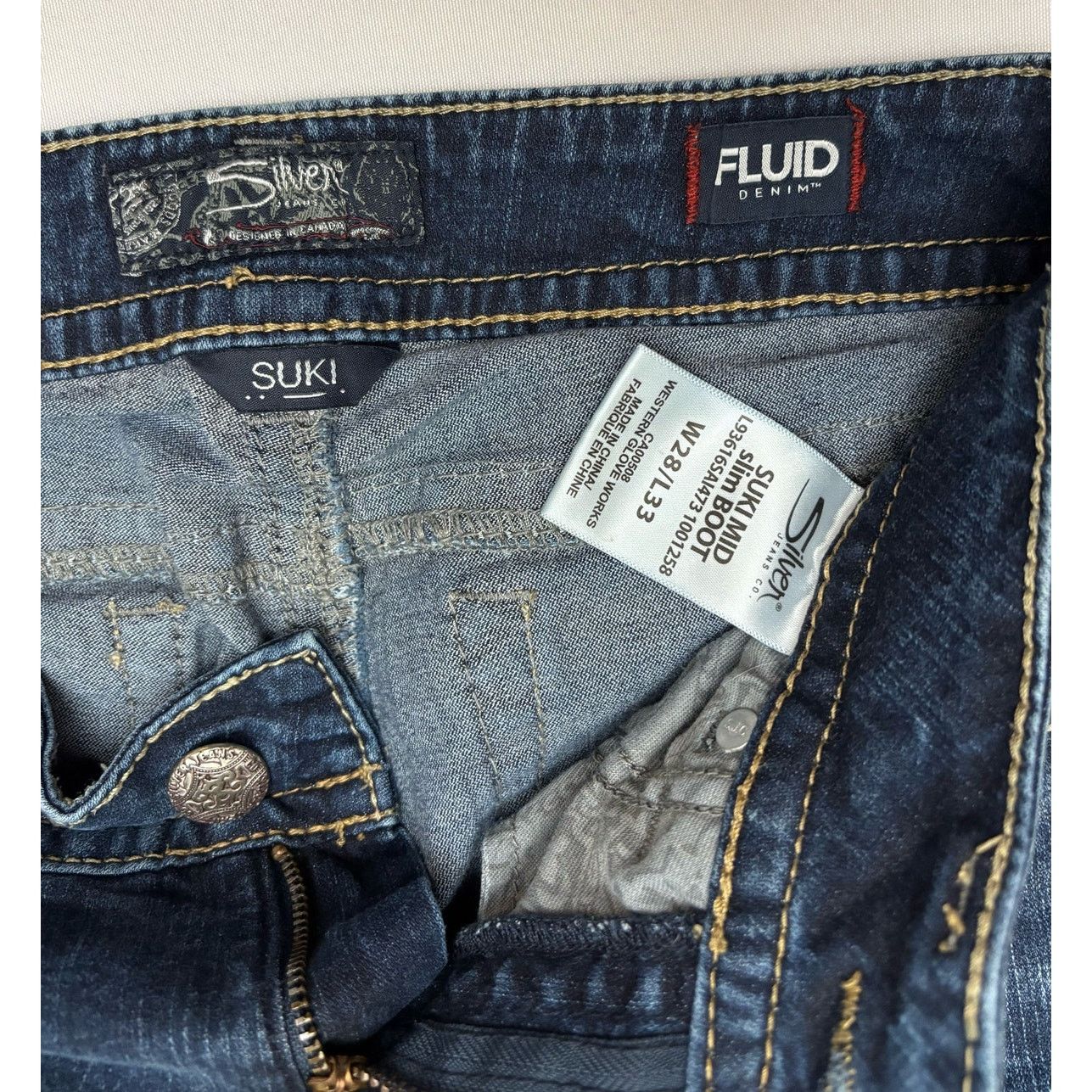 Silver Jeans Co. SILVER JEANS 28 x33 Womens Suki Curvy-Fit Slim Bootcut Jeans Size 28" / US 6 / IT 42 - 8 Thumbnail