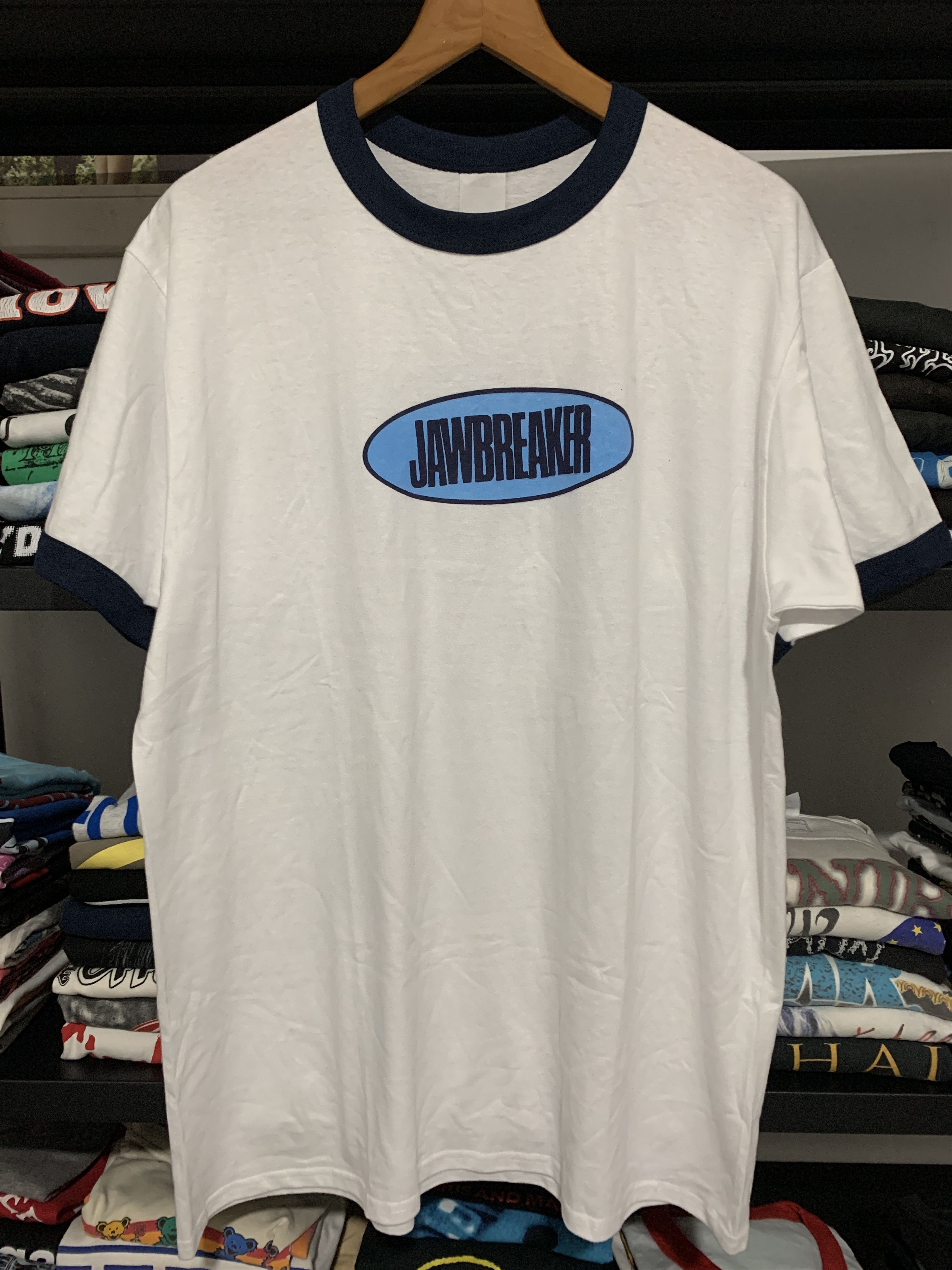 image of Ringer Tee Jawbreaker Oval Logo Vintage Very Rare in White, Men's (Size XL)